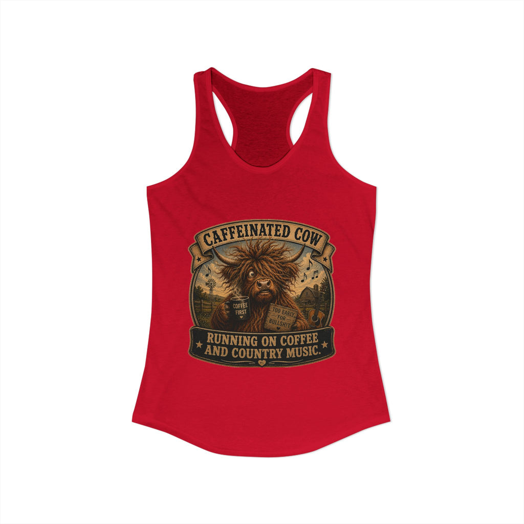 Caffeinated Cow Women's Ideal Racerback Tank
