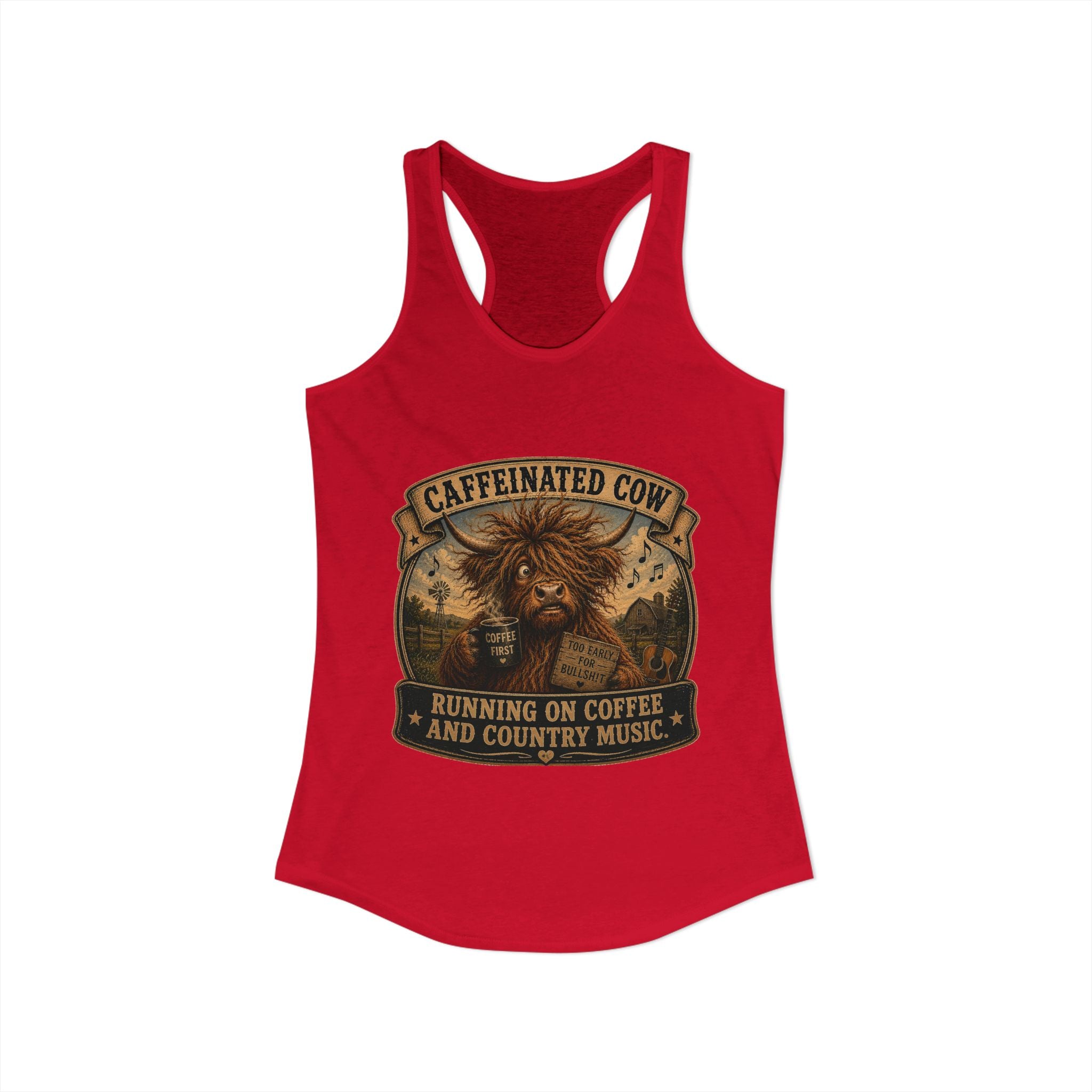 Caffeinated Cow Women's Ideal Racerback Tank