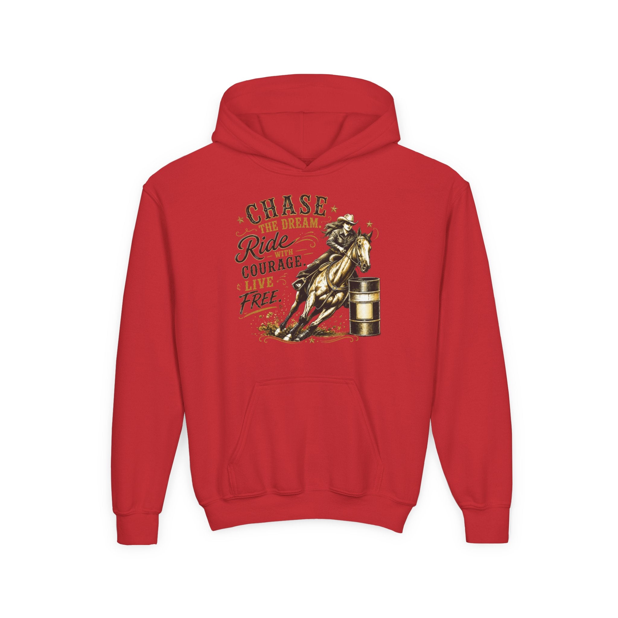 Chase the Dream Ride with Courage Youth Heavy Blend Hooded Sweatshirt