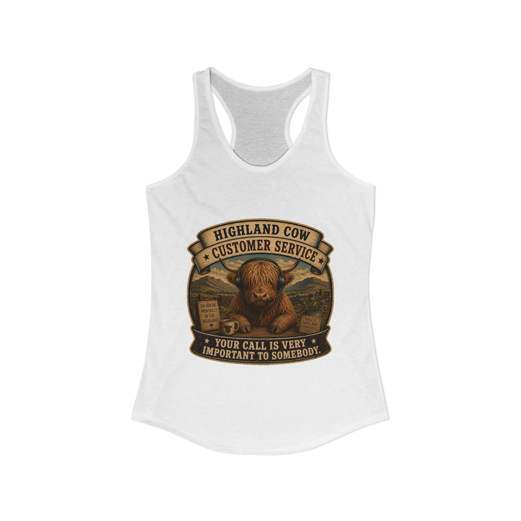 Highland Cow Customer Service Women's Ideal Racerback Tank