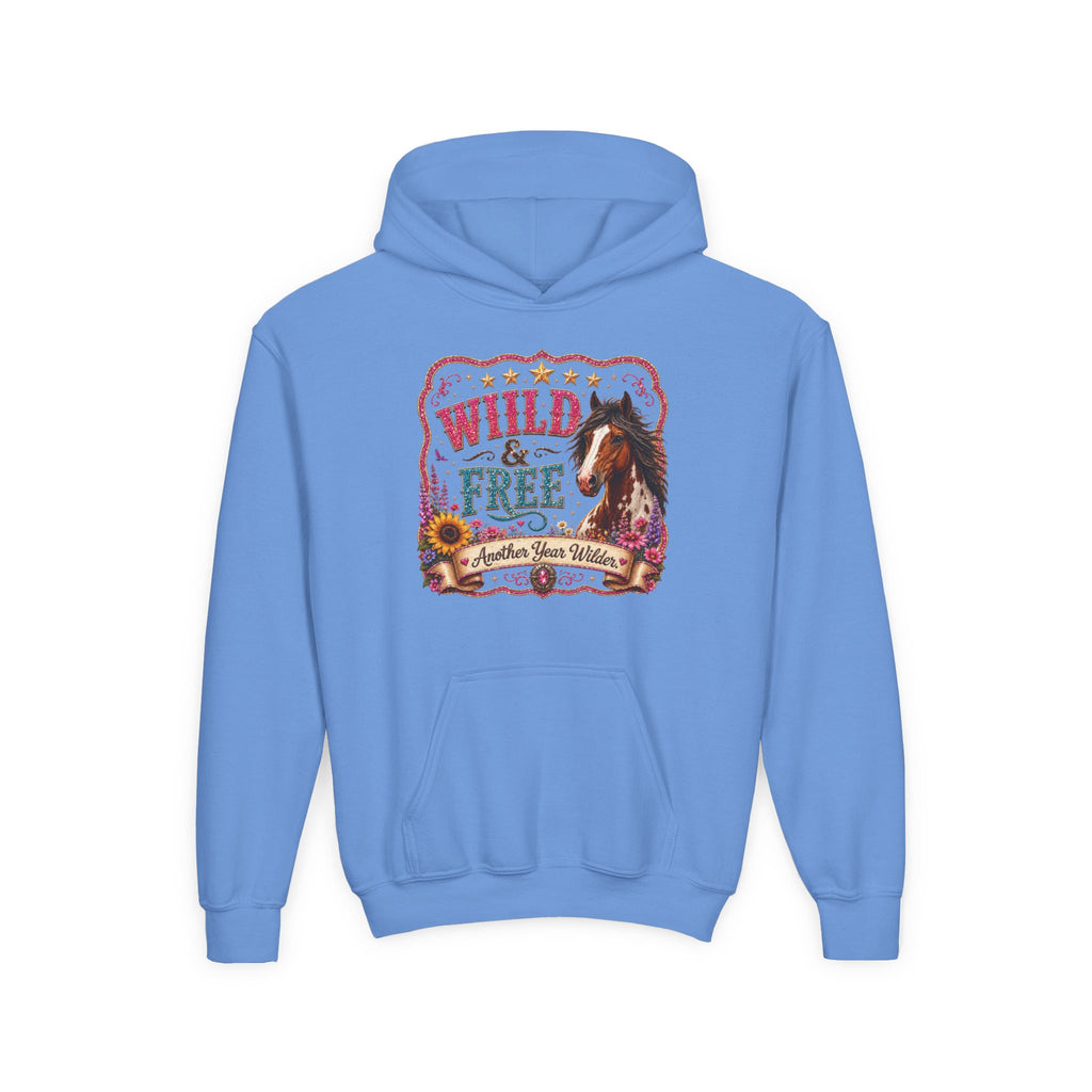 Youth Hoodie — "Wild & Free" Horse Graphic Pullover