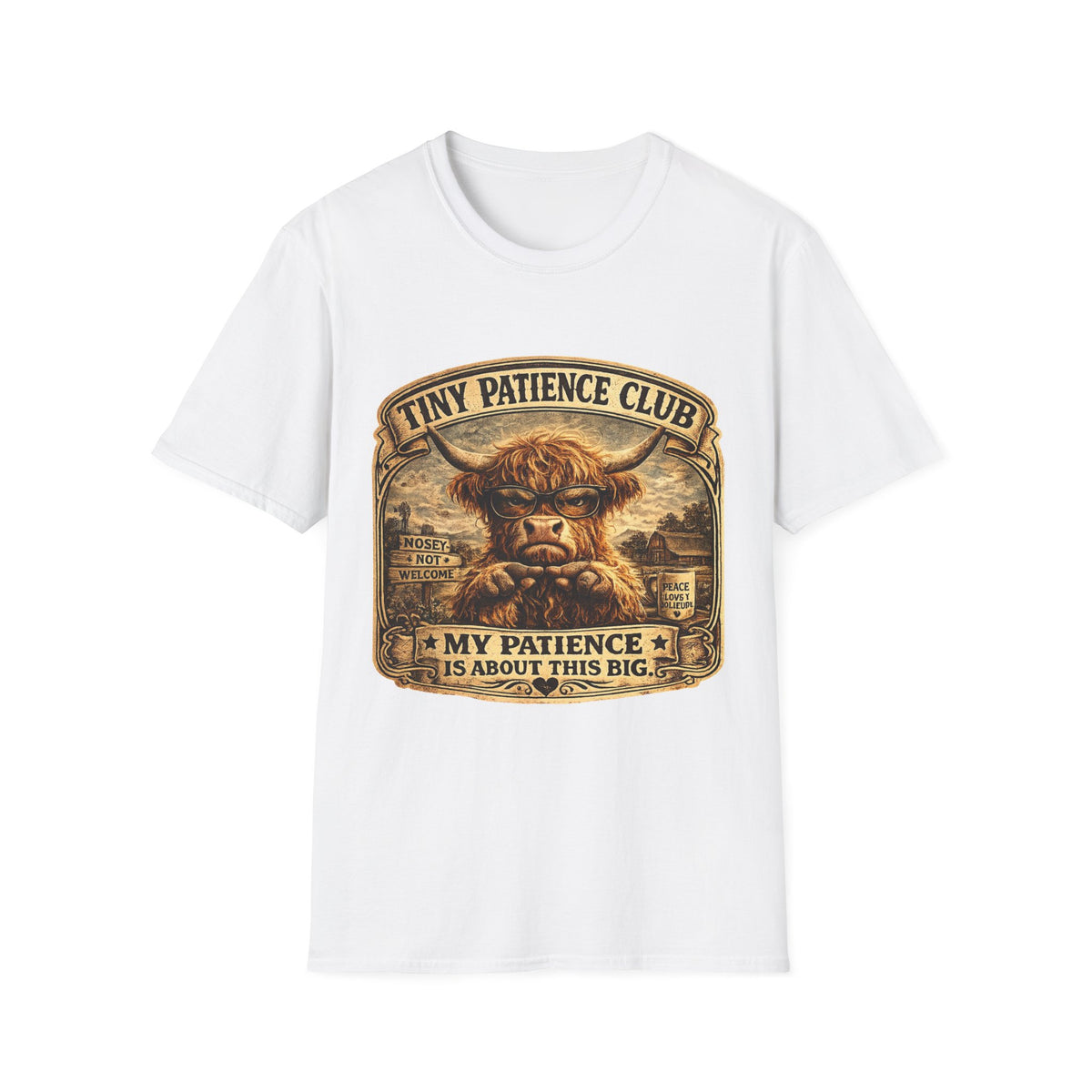 Tiny Patience Club Highland Cow Unisex Softstyle T-Shirt