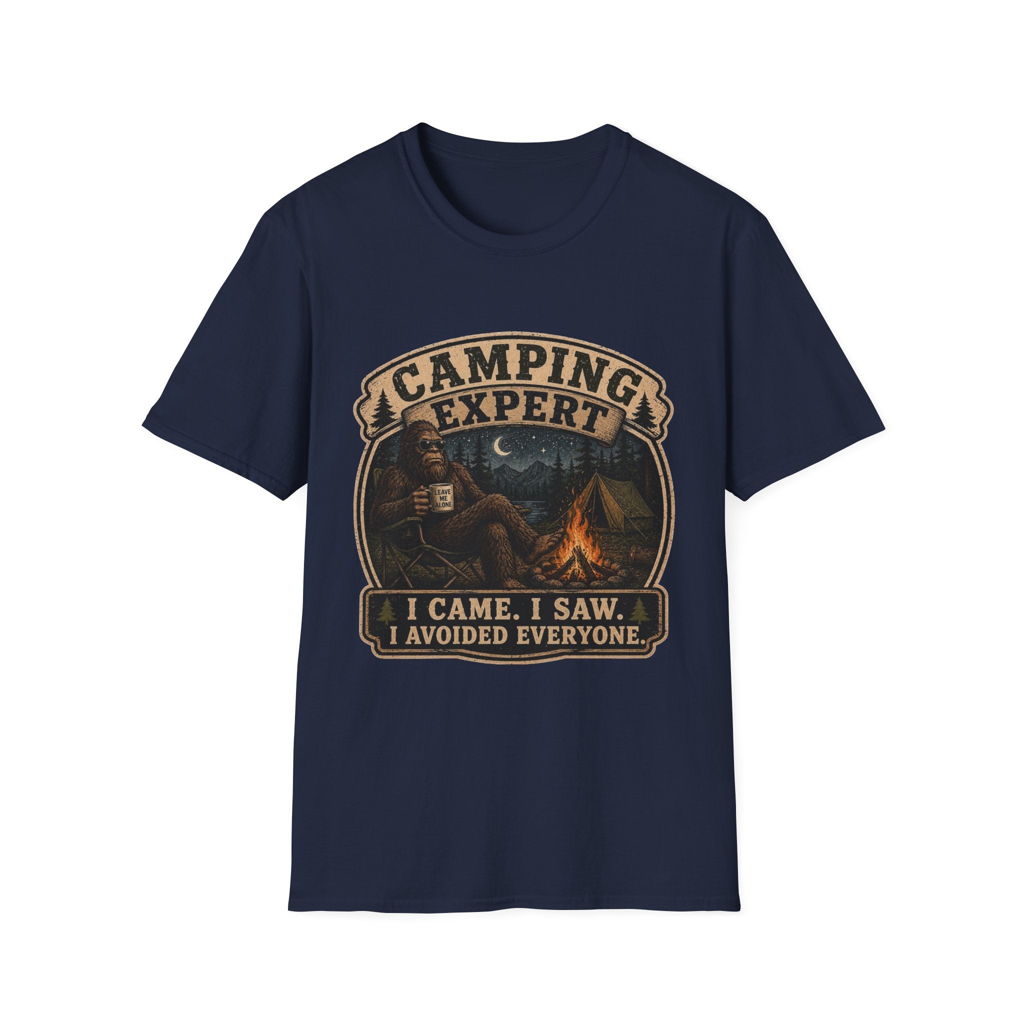Camping Expert T-Shirt — “I Came. I Saw. I Avoided Everyone.” Outdoorsy Campfire Tee