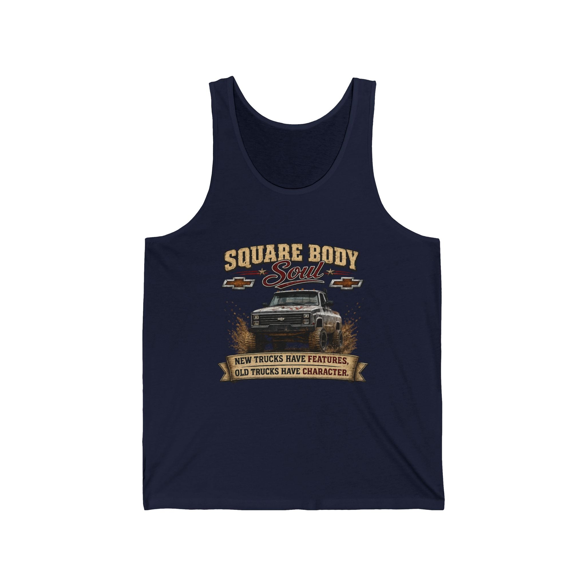 "Square Body" Classic Truck Tank ("New Trucks Have Features, Old Trucks Have Character") - Tank Top