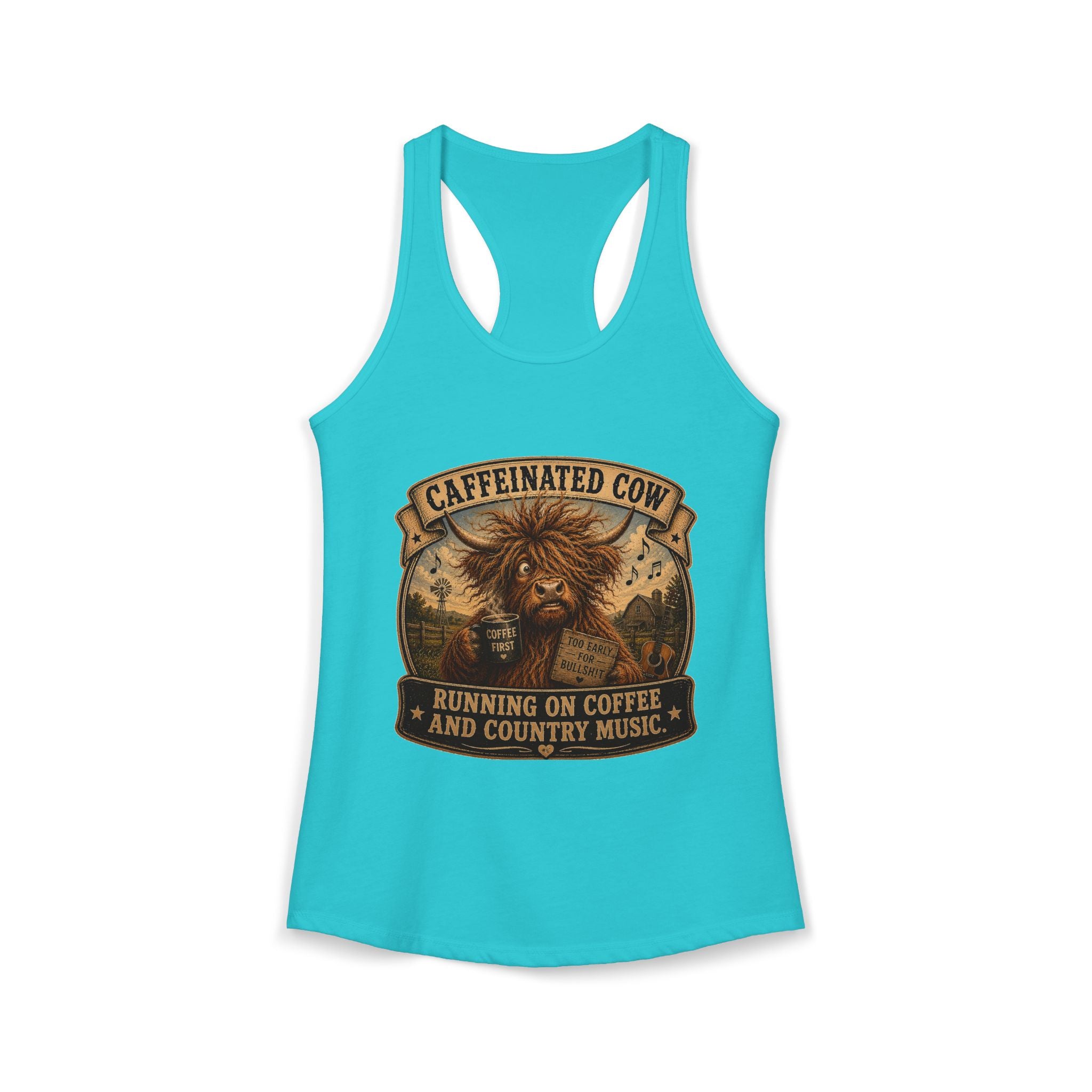 Caffeinated Cow Women's Ideal Racerback Tank