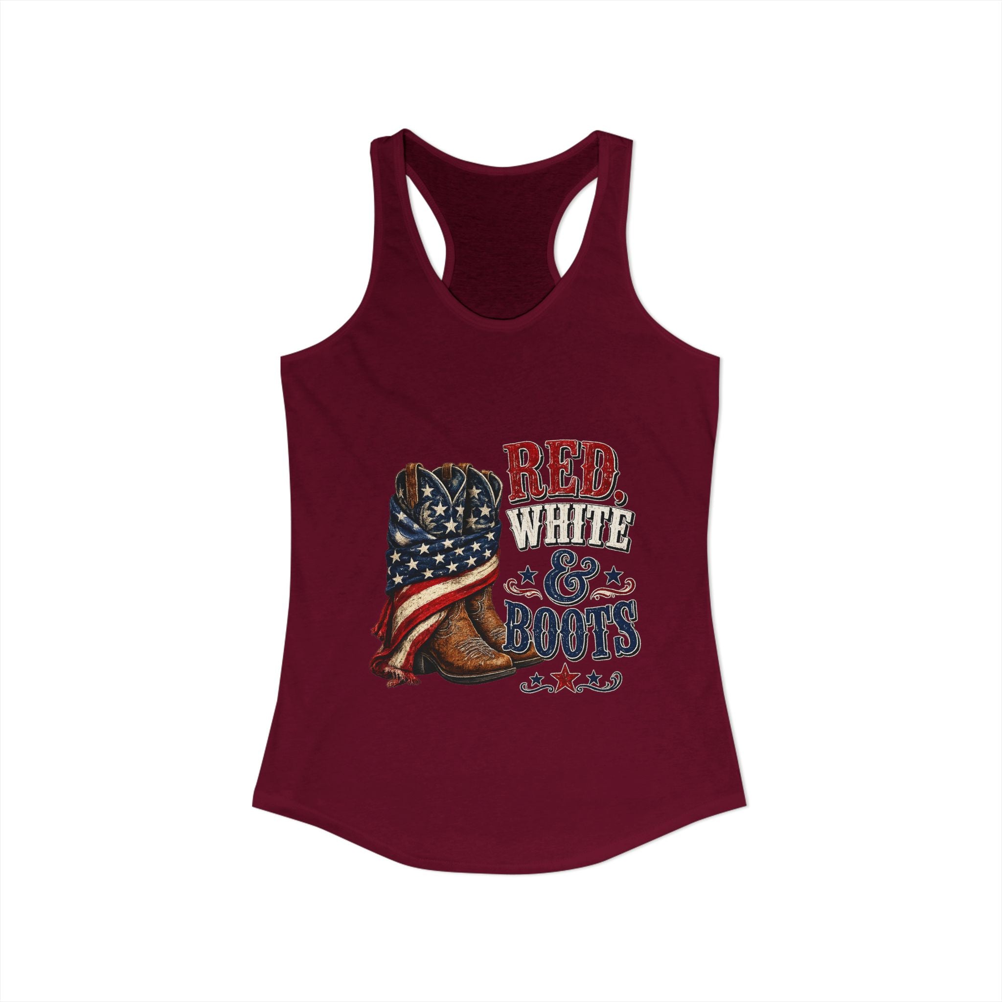 Red, White, & Boots Women's Ideal Racerback Tank