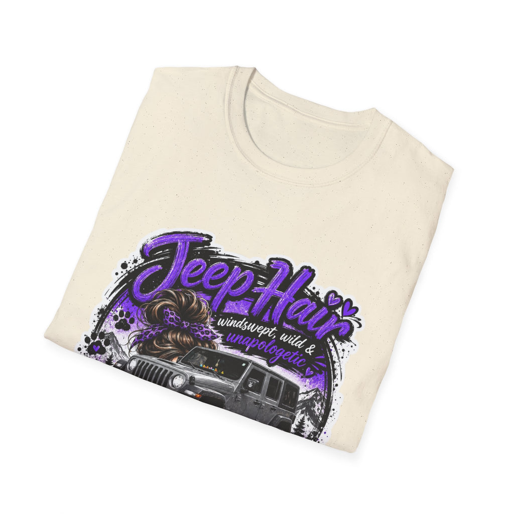 Jeep Hair Don't Care (Purple) Unisex Softstyle T-Shirt