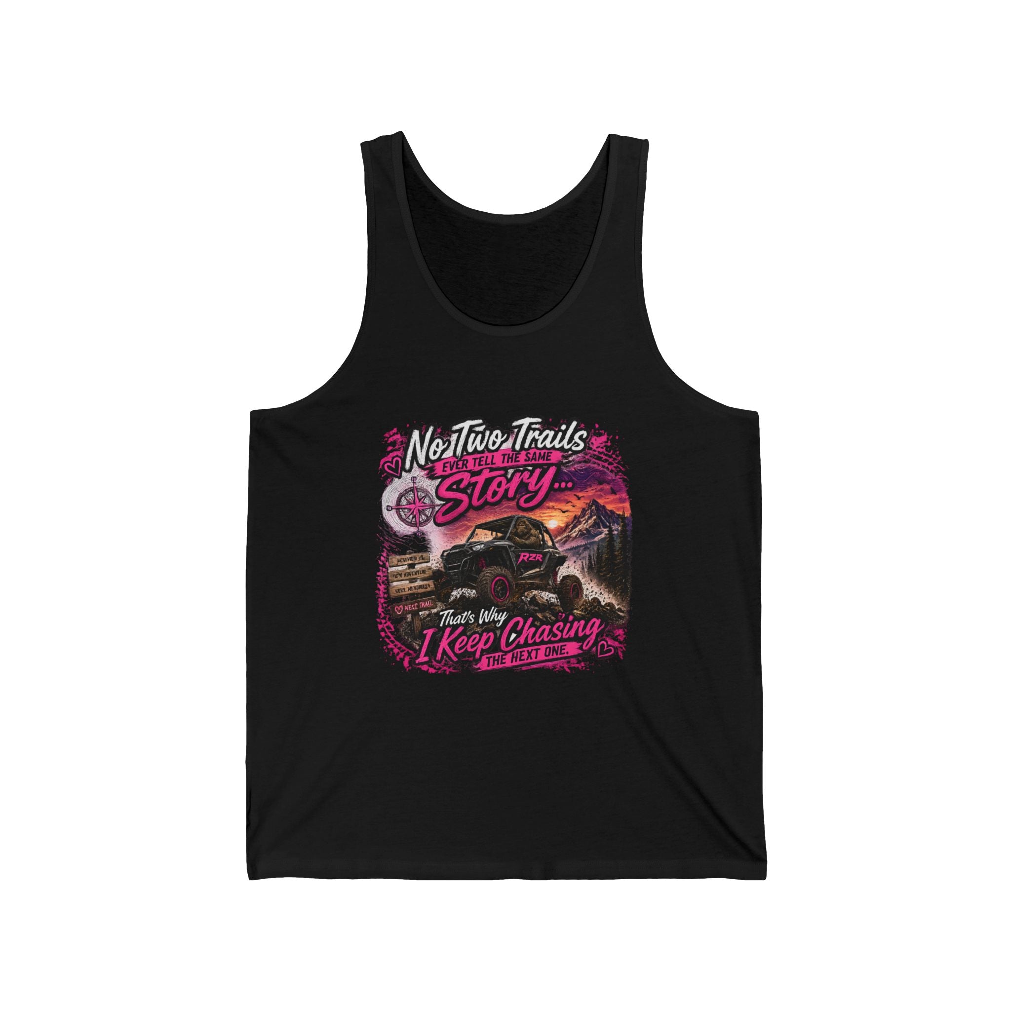 Trail Running Tank Top — "No Two Trails Are The Same" Scenic Sunset Run Design