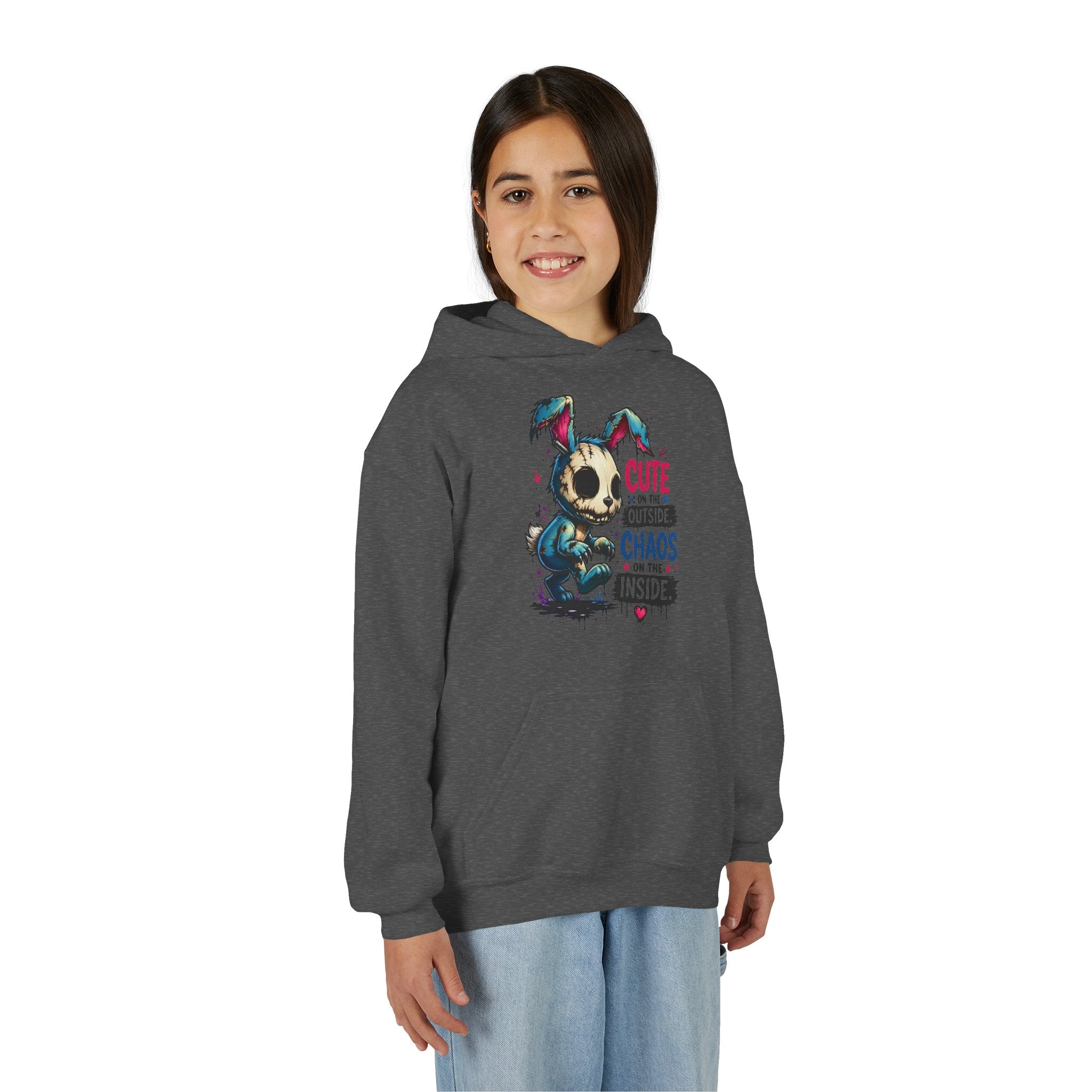 Cute on the Outside Choas on the Inside Youth Heavy Blend Hooded Sweatshirt