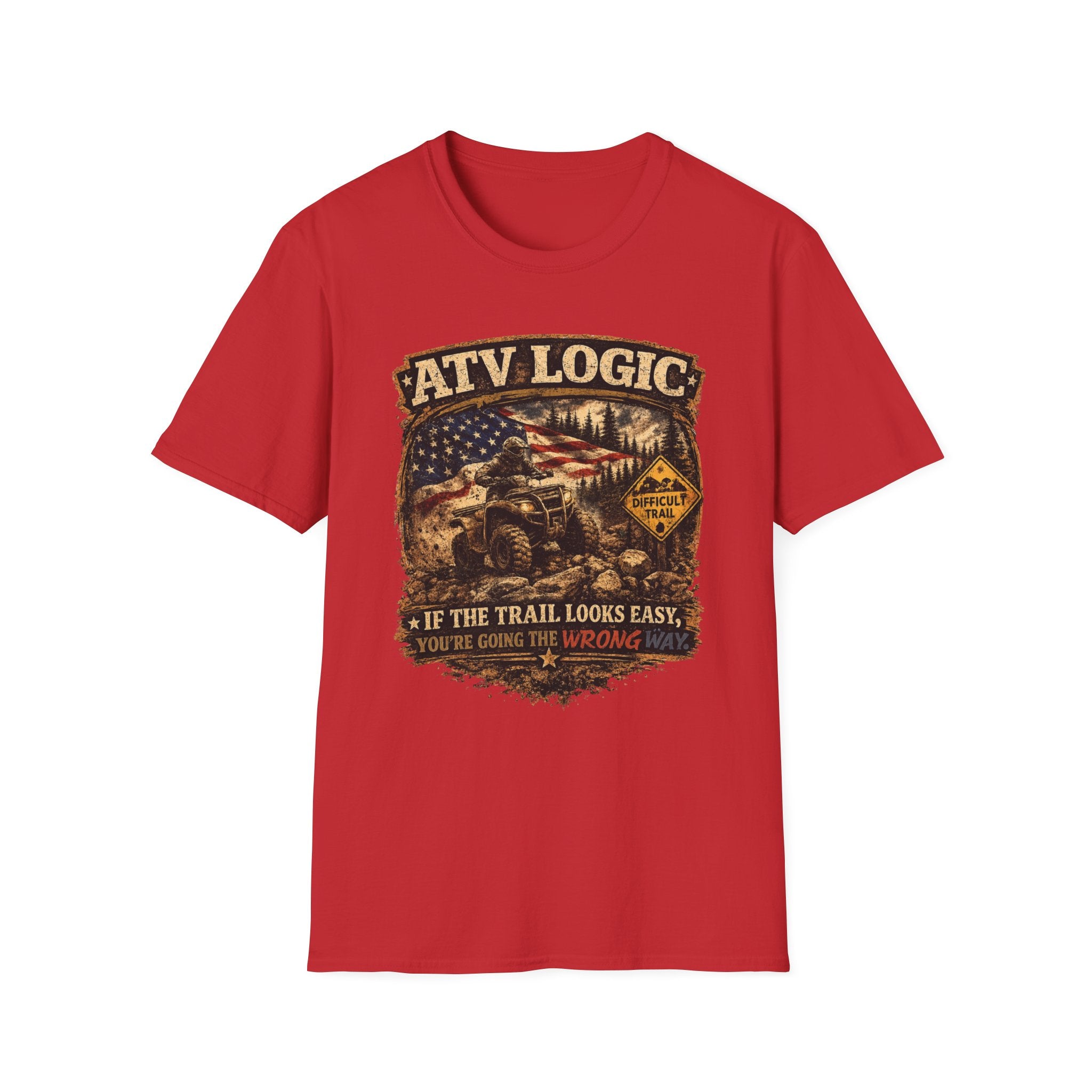 ATV Logic T‑Shirt — American Flag Off‑Road ATV Graphic Tee