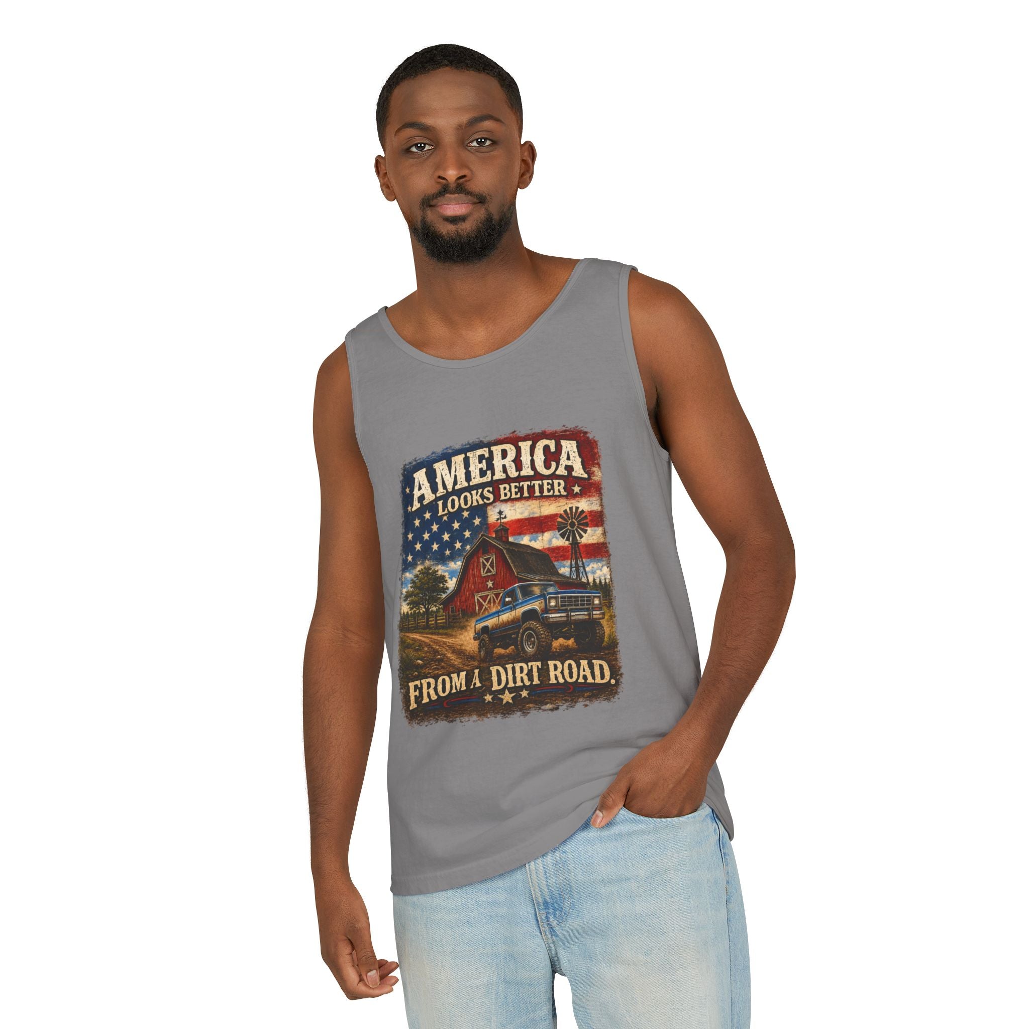 America Looks Better From a Dirt Road Tank Top