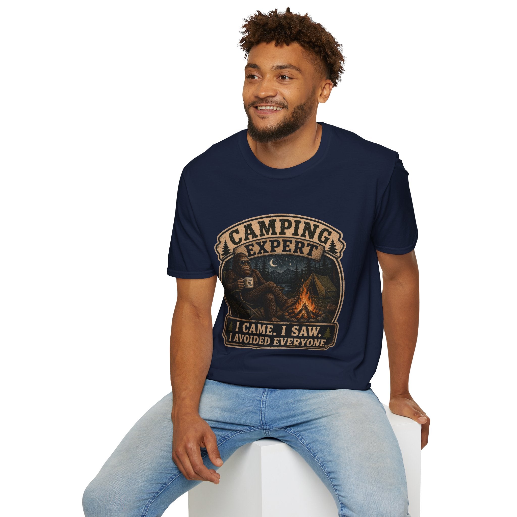 Camping Expert T-Shirt — “I Came. I Saw. I Avoided Everyone.” Outdoorsy Campfire Tee