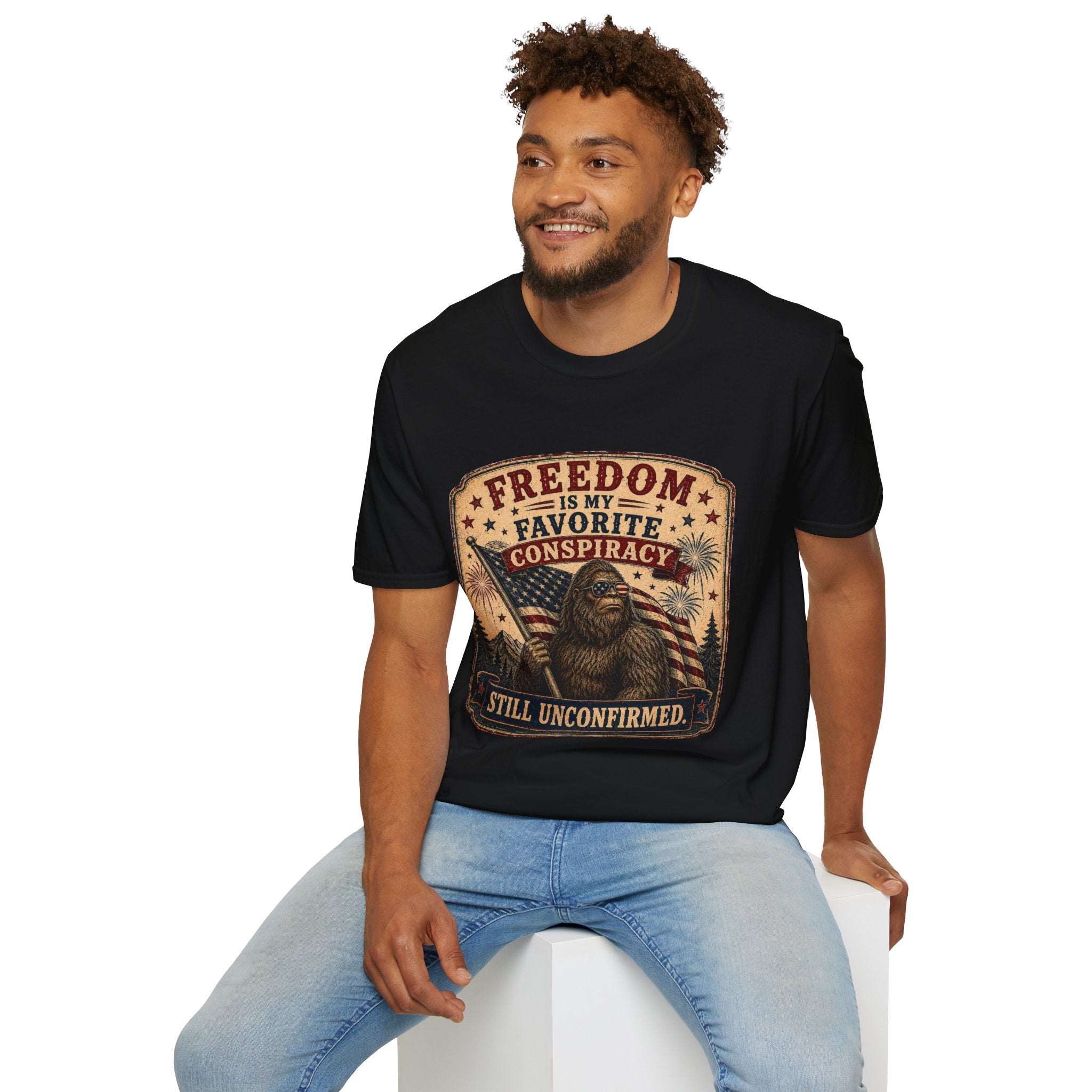 Freedom Is My Favorite Conspiracy T-Shirt — Vintage Flag & Skull Graphic