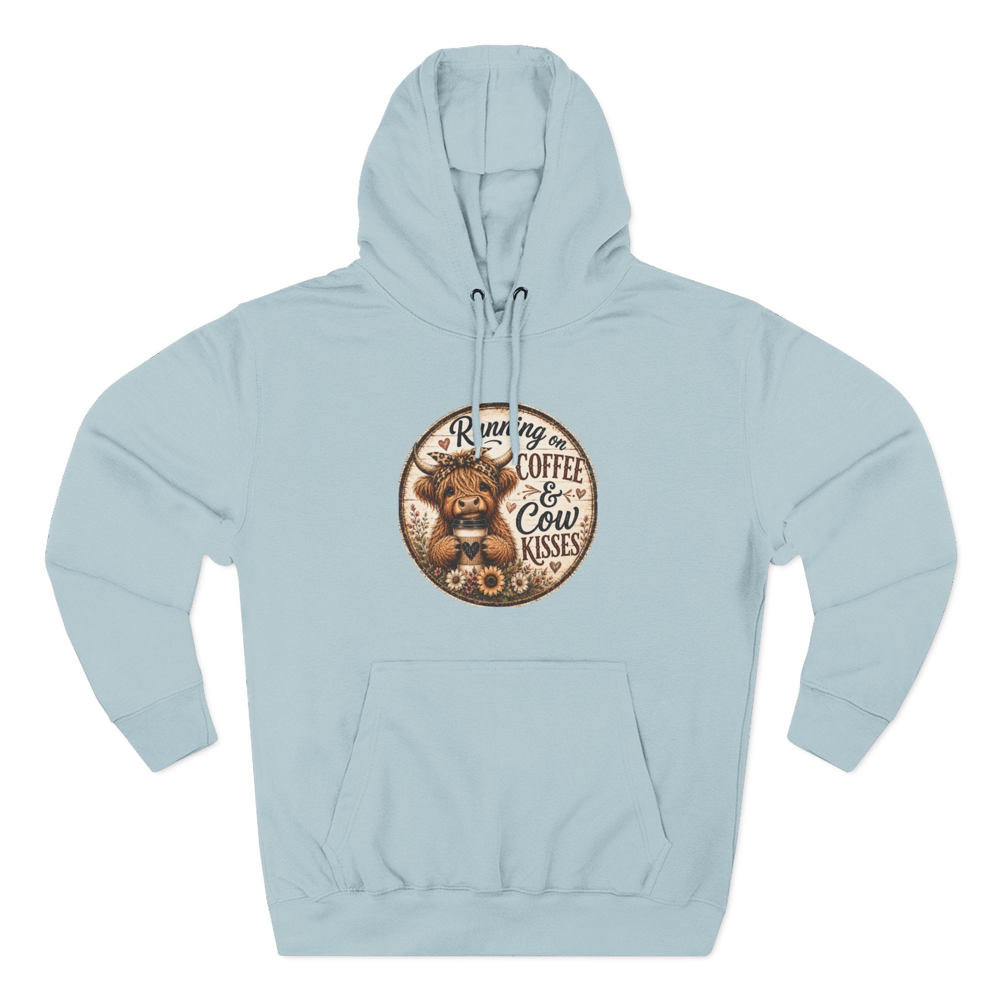 Running on Coffee & Cow Kisses Three-Panel Fleece Hoodie