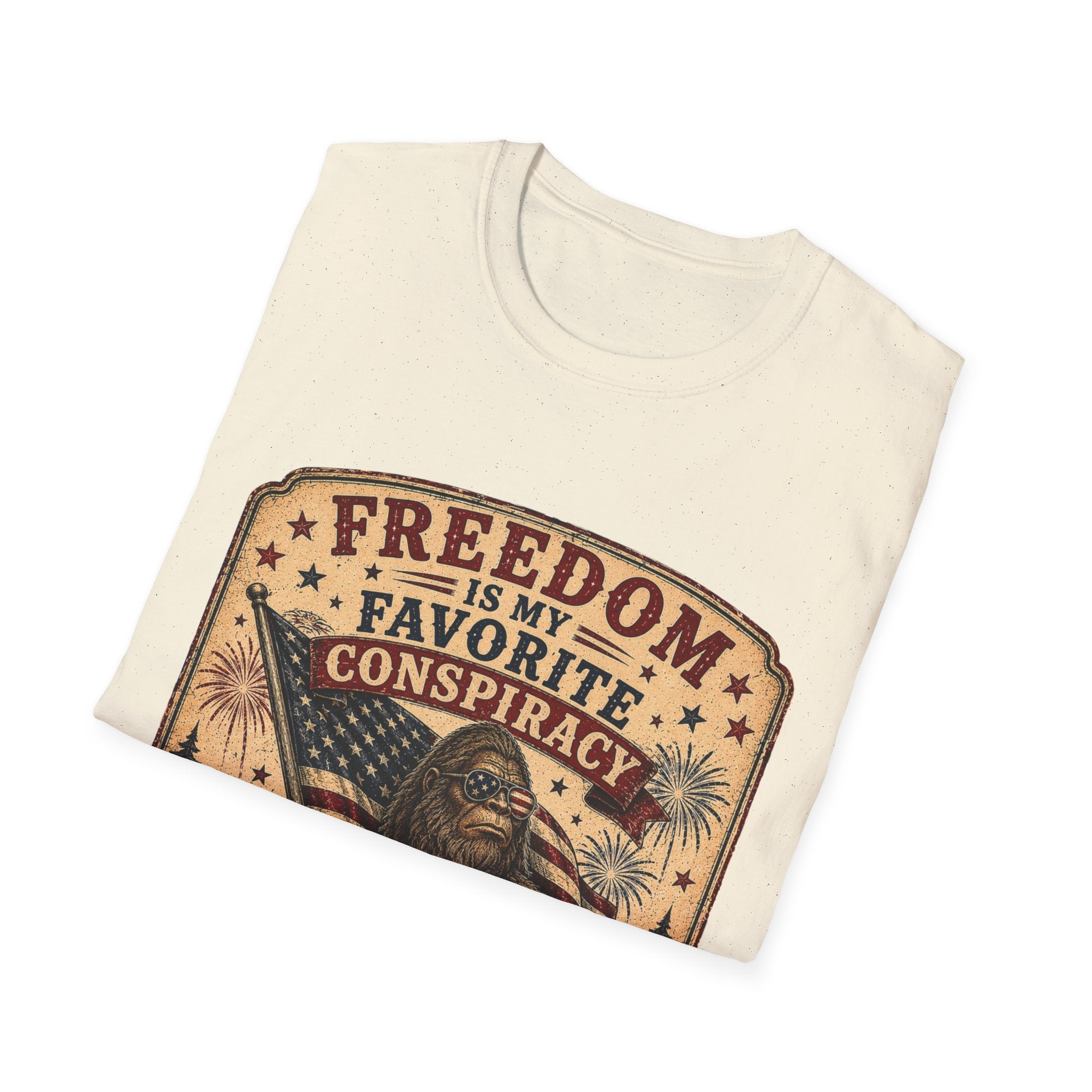 Freedom Is My Favorite Conspiracy T-Shirt — Vintage American Flag Design