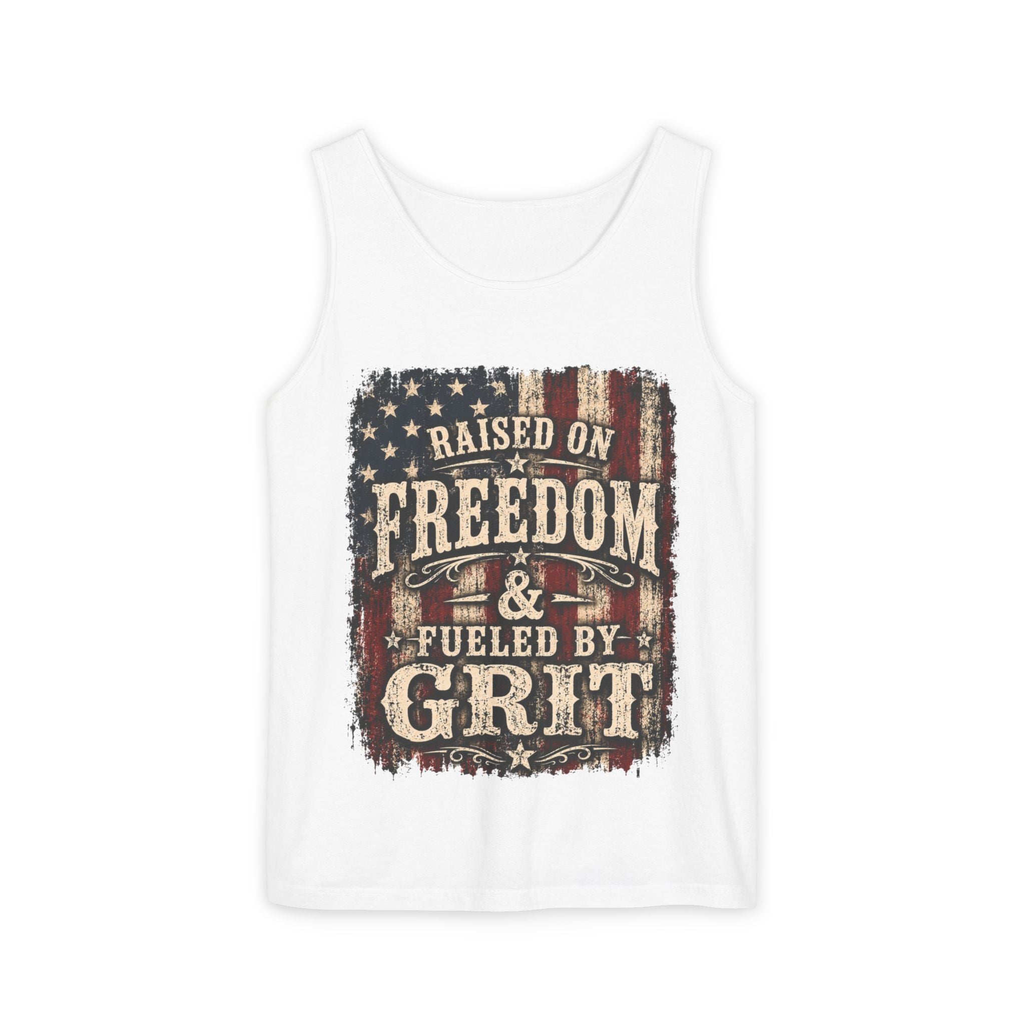 Patriotic 'Raised on Freedom & Fueled by Grit' Tank Top