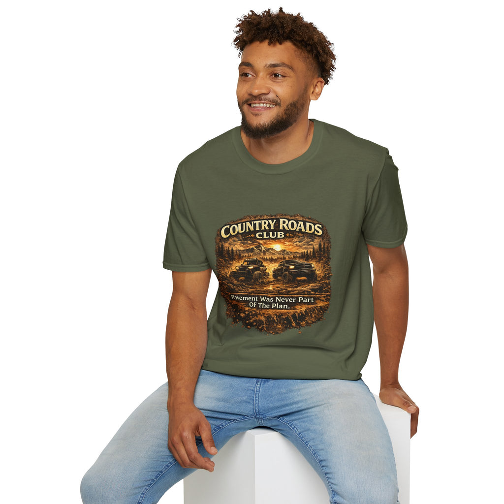 Country Roads Club T-Shirt — Vintage Off-Road Truck Scenic Tee