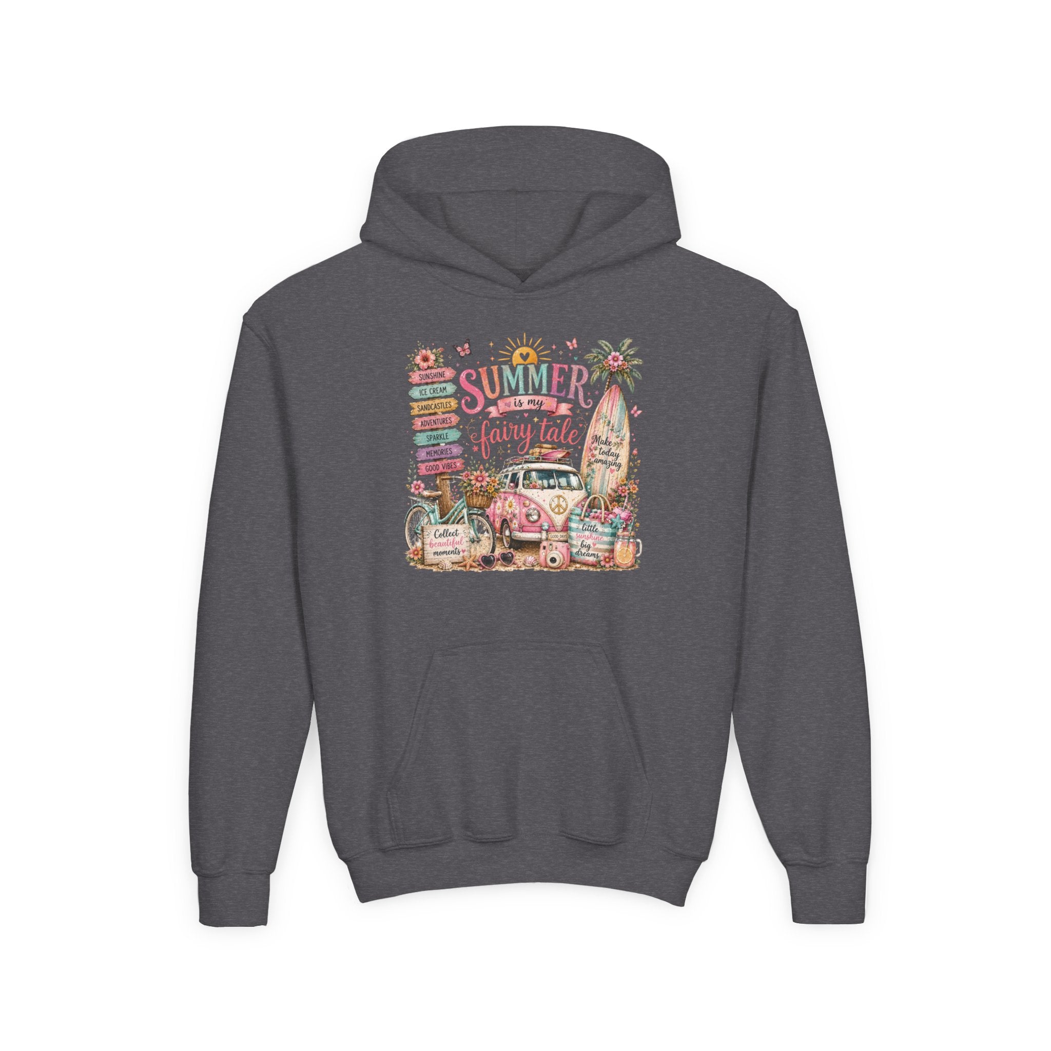 'Summer Fairy Tale' Retro Beach Camper Graphic – Youth Hoodie