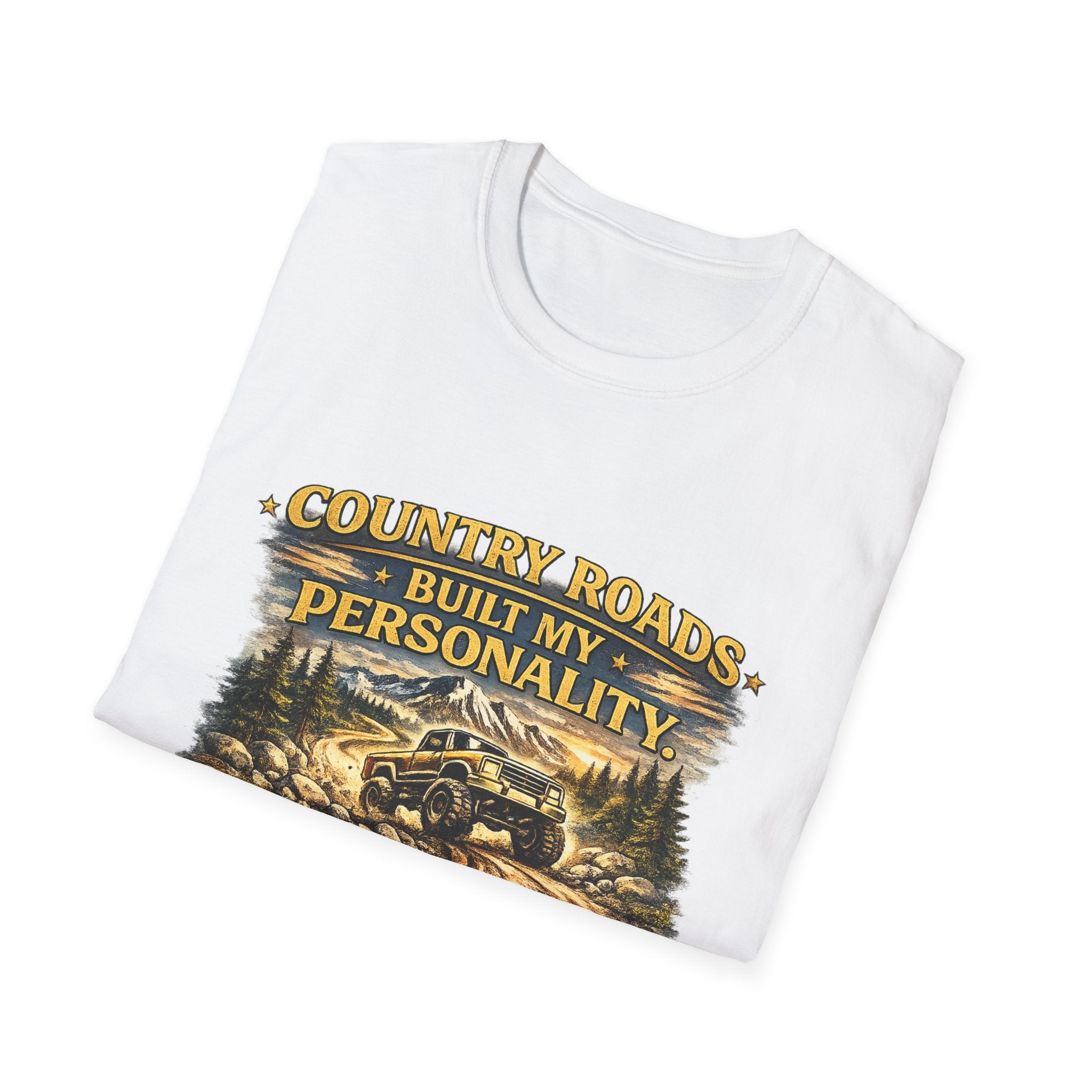 "Country Roads Built My Personality" Vintage Mountain Truck Tee — T-Shirt