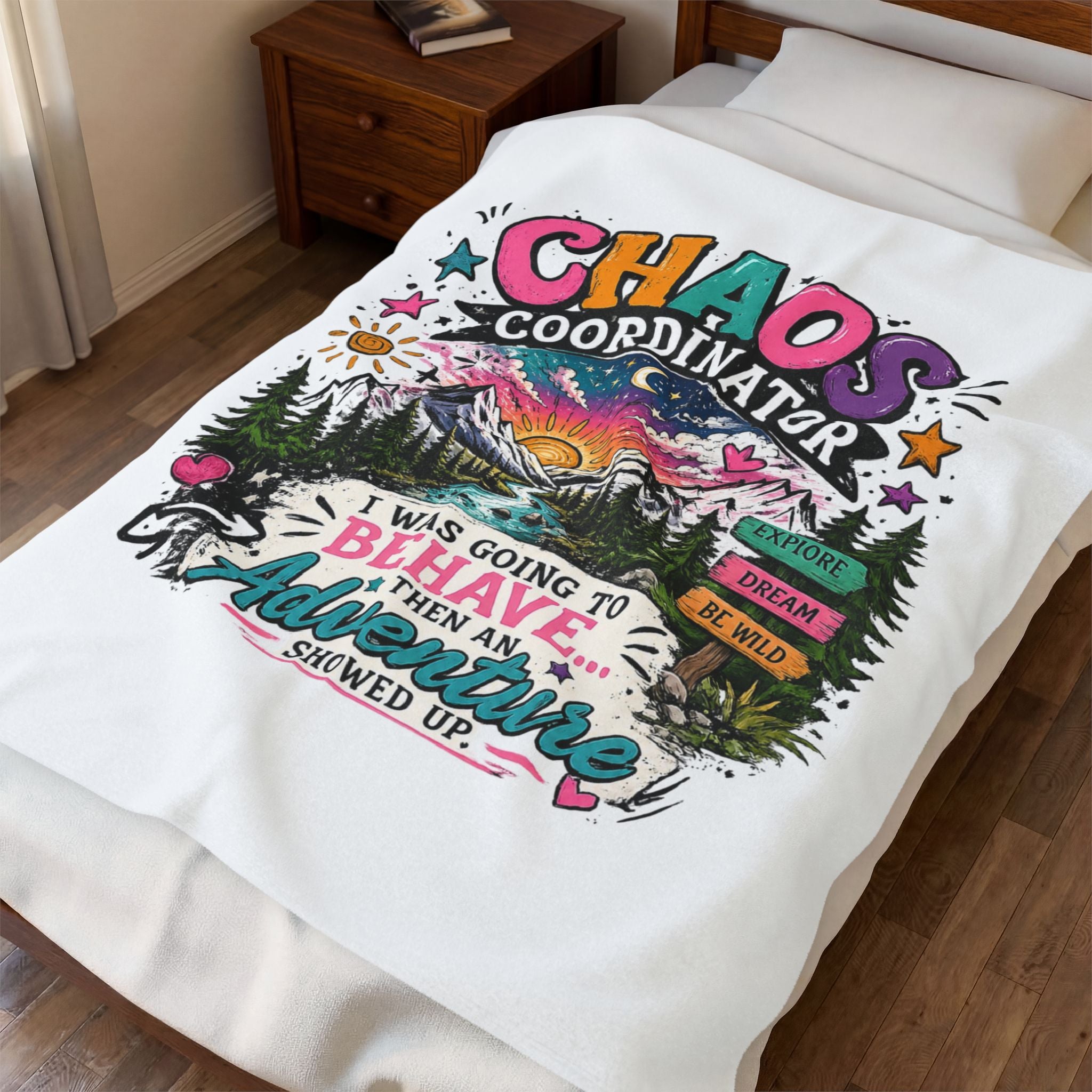 Chaos Coordinator Adventure Velveteen Plush Blanket — "I Was Going to Behave... Then an Adventure Showed Up"