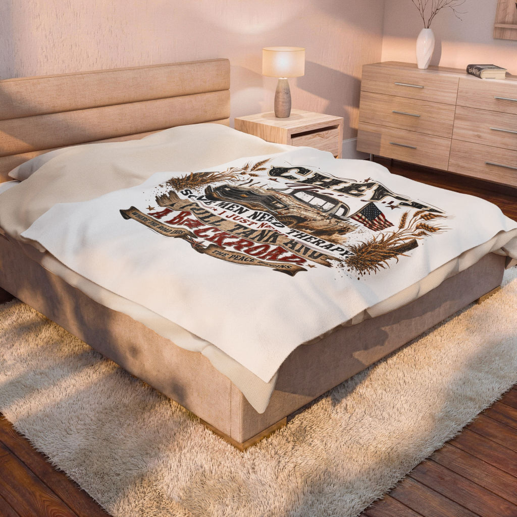 'Some Men Need Therapy... A Full Tank and A Backroad' Cozy Truck Throw — Chevy Therapy Plush Blanket
