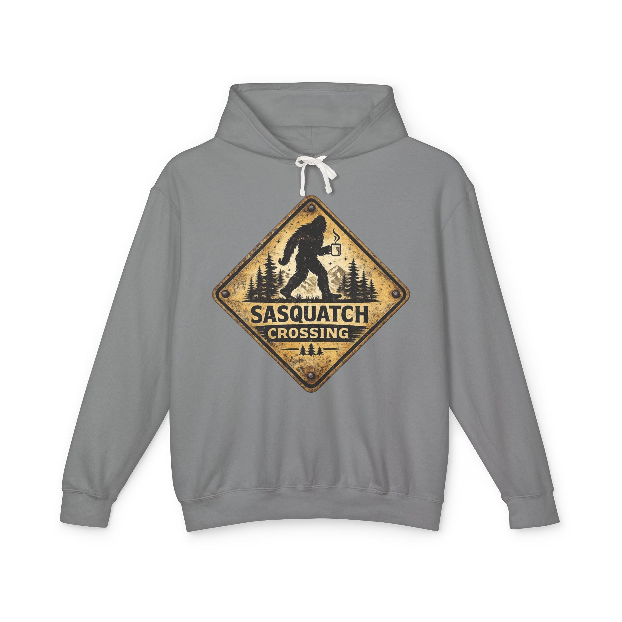 Sasquatch Crossing Hoodie – Vintage Bigfoot Forest Sign Sweatshirt