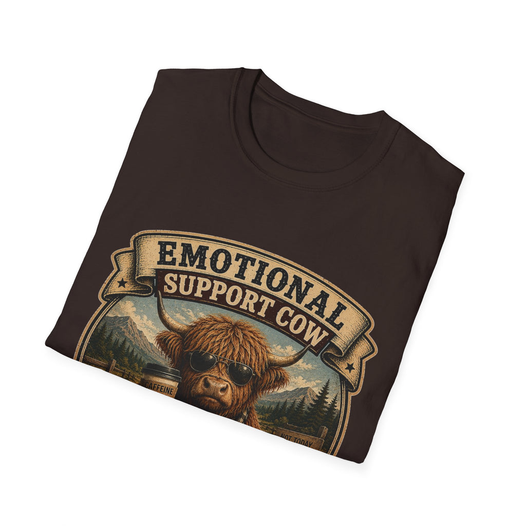 Emotional Support Cow - Highland Cow Unisex Softstyle T-Shirt