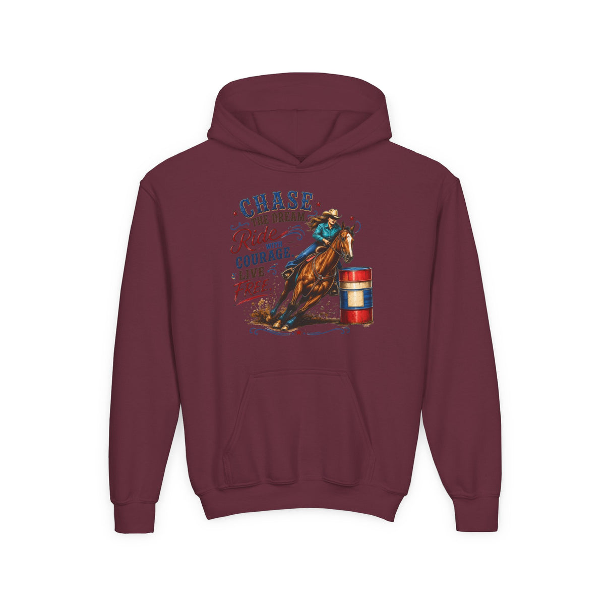 Chase the Dream with Courage Youth Heavy Blend Hooded Sweatshirt