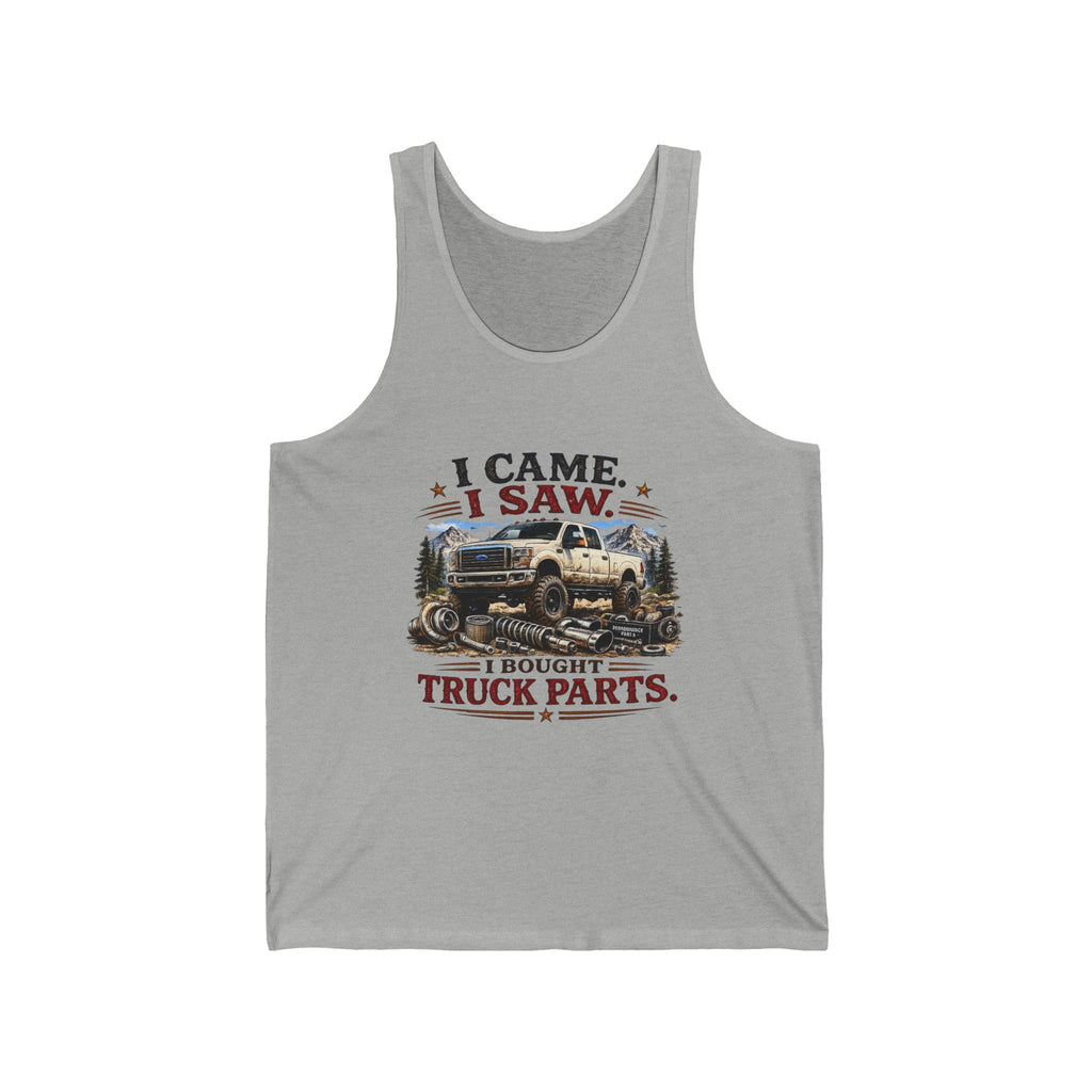 I Came I Saw I Bought Truck Parts Tank Top — Funny Off-Road Trucker Muscle Tank
