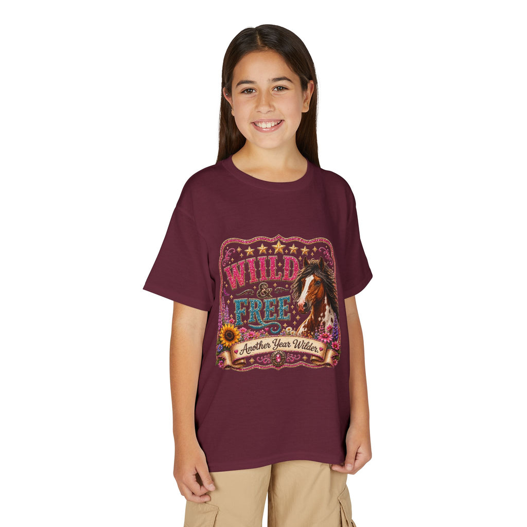 "Another Year Wilder" Horse Graphic — Wild & Free Youth T‑Shirt