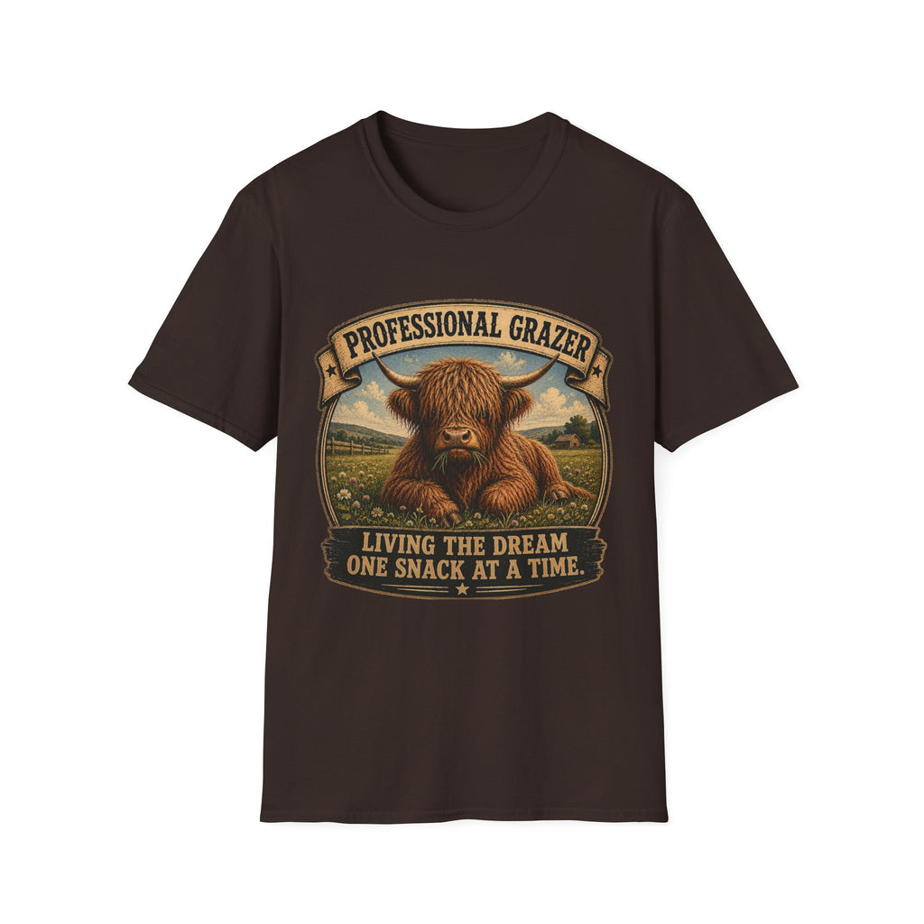 Before and After Coffee Highland Cow Unisex Softstyle T-Shirt