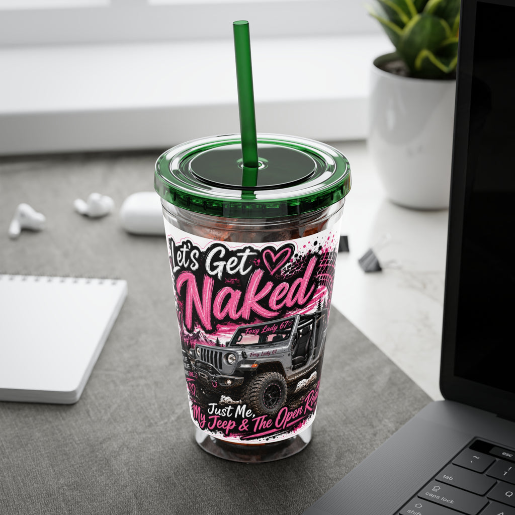 “Let’s Get Naked” Jeep Off‑Road — Straw Cup 16oz Tumbler