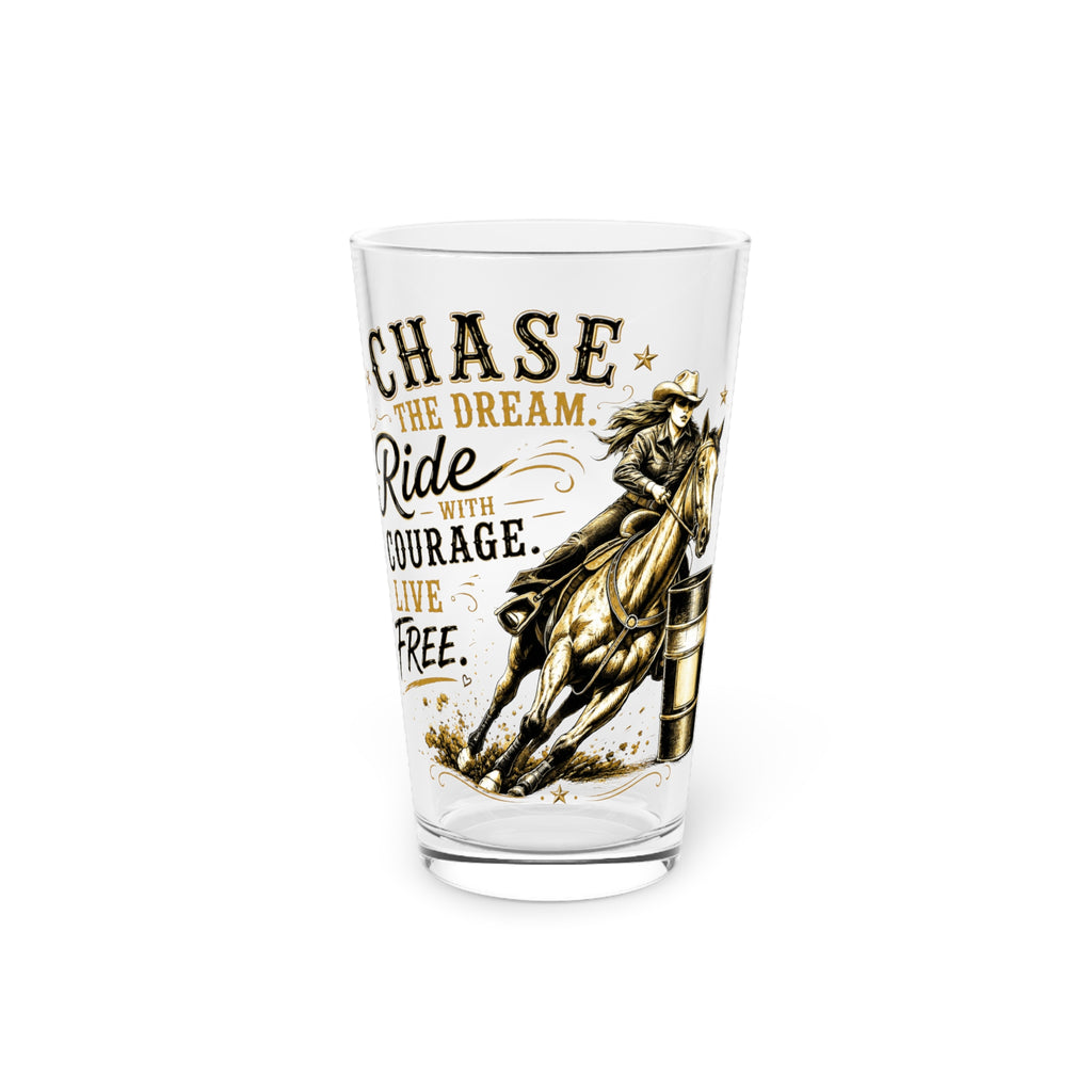 Chase the Dream Horse Gold Pint Glass, 16oz
