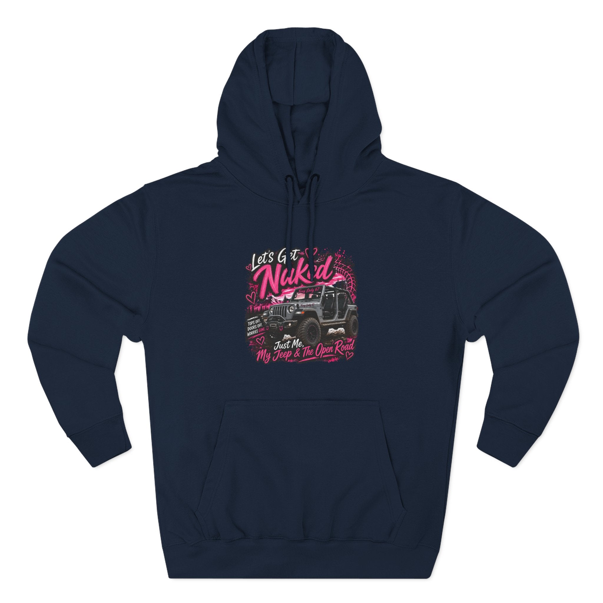 Jeep 'Let's Get Naked' Graphic Hoodie — (Pink) Off-Road Adventure Pullover