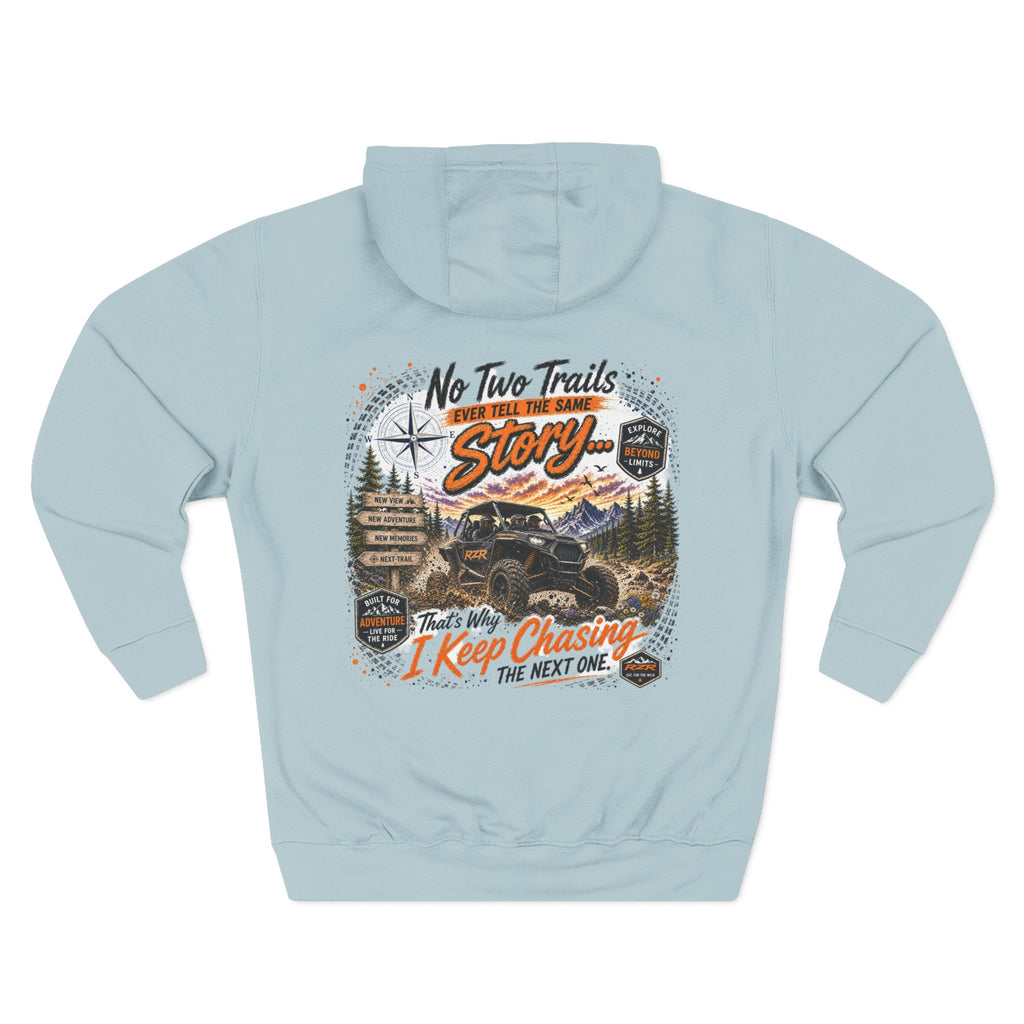 Adventure Hoodie – “No Two Trails Are The Same” Off-Road Camping Graphic