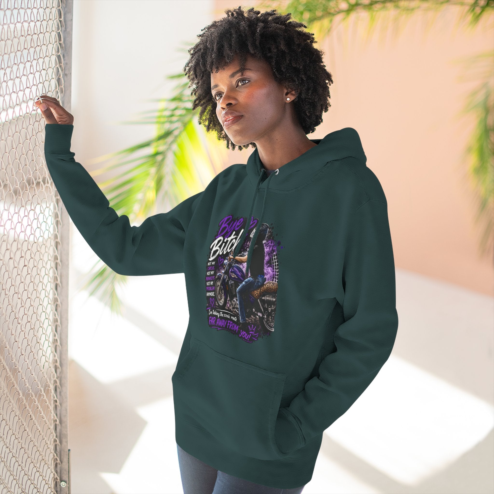 "Bitch" Retro Motorcycle Pullover — Biker Babe Graphic Hoodie
