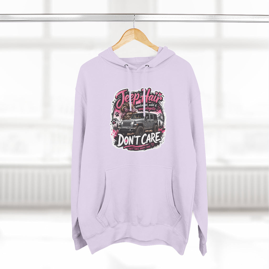 Jeep Hair Don't Care (Pink) Three-Panel Fleece Hoodie