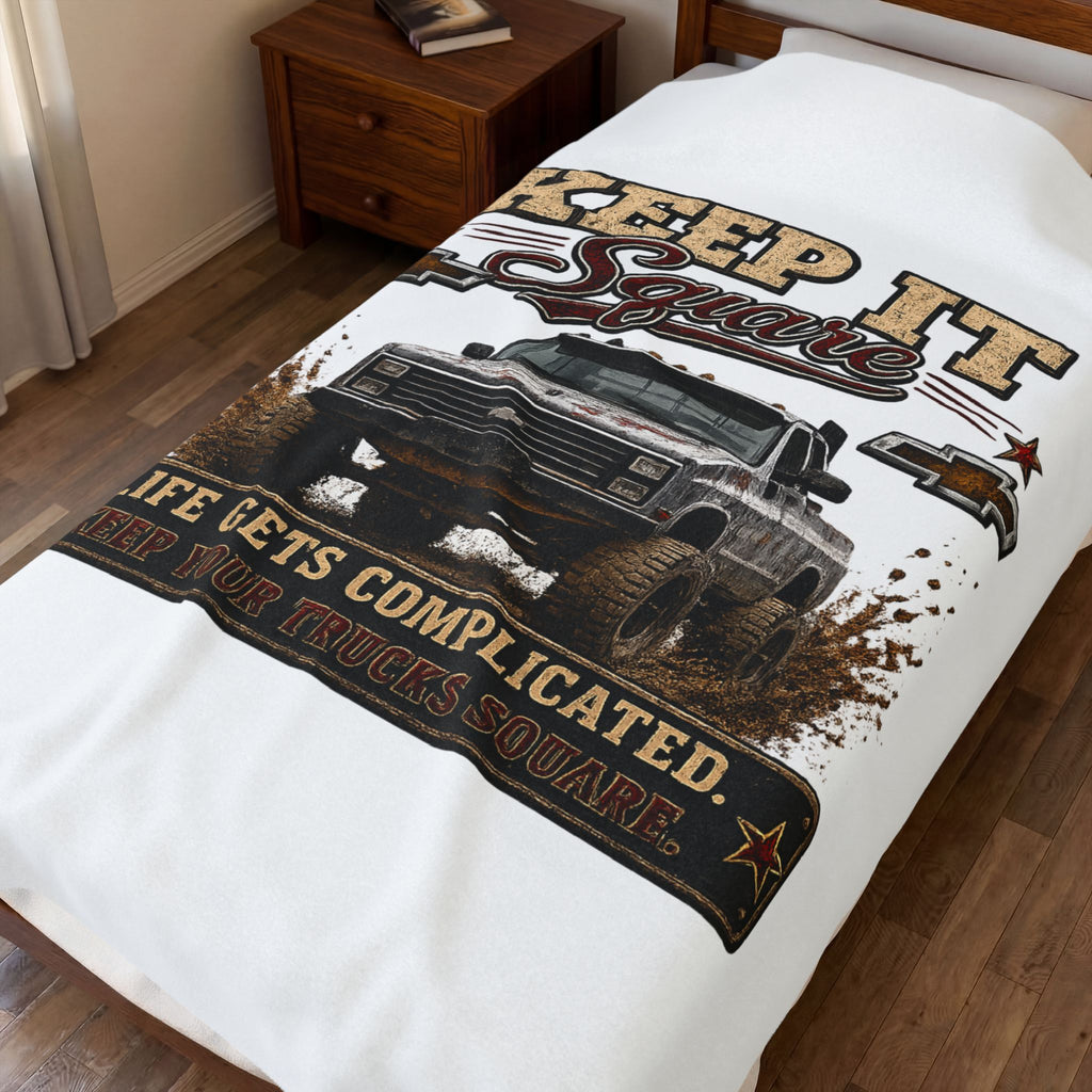 'Life Gets Complicated' Cozy Throw for Chevy Truck Fans — Keep It Square Truck Plush Blanket