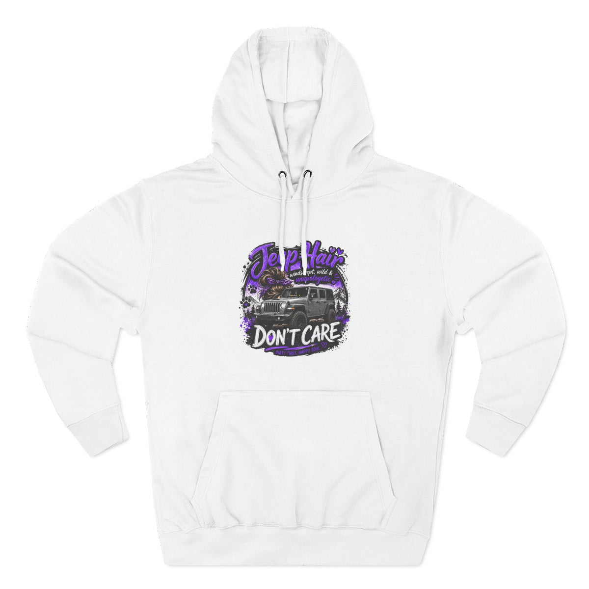 Jeep Hair Don't Care (Purple) Three-Panel Fleece Hoodie