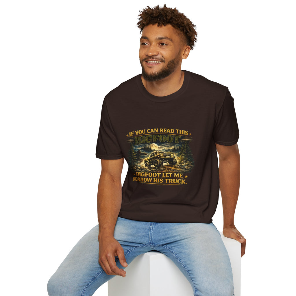 Bigfoot Truck T-Shirt — “If You Can Read This Bigfoot Let Me Borrow His Truck” Graphic Tee