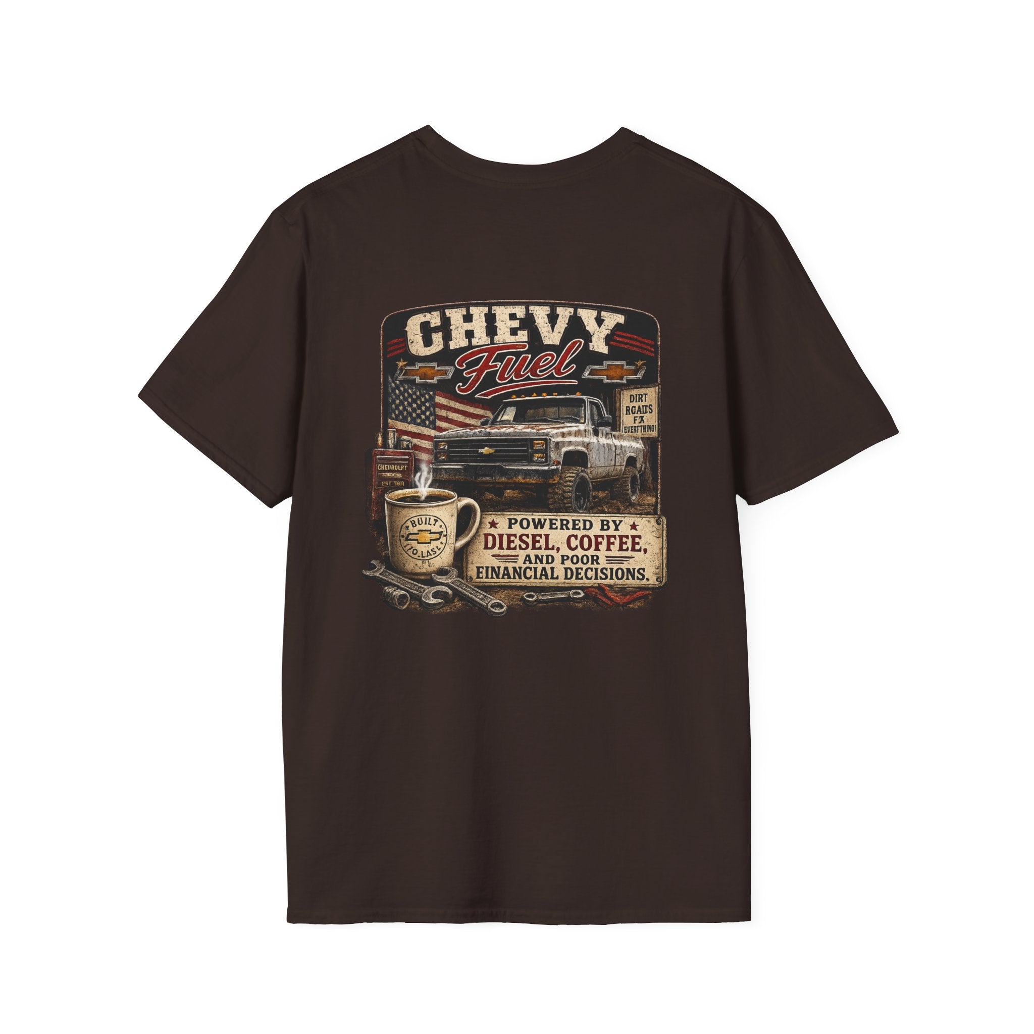 Chevy Fuel - Chevrolet K30 Vintage Badge T-Shirt — Classic Truck Emblem Pocket Tee