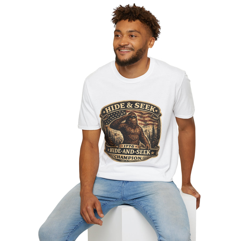 Sasquatch 'Hide & Seek' Graphic T-Shirt — Vintage Bigfoot Tee
