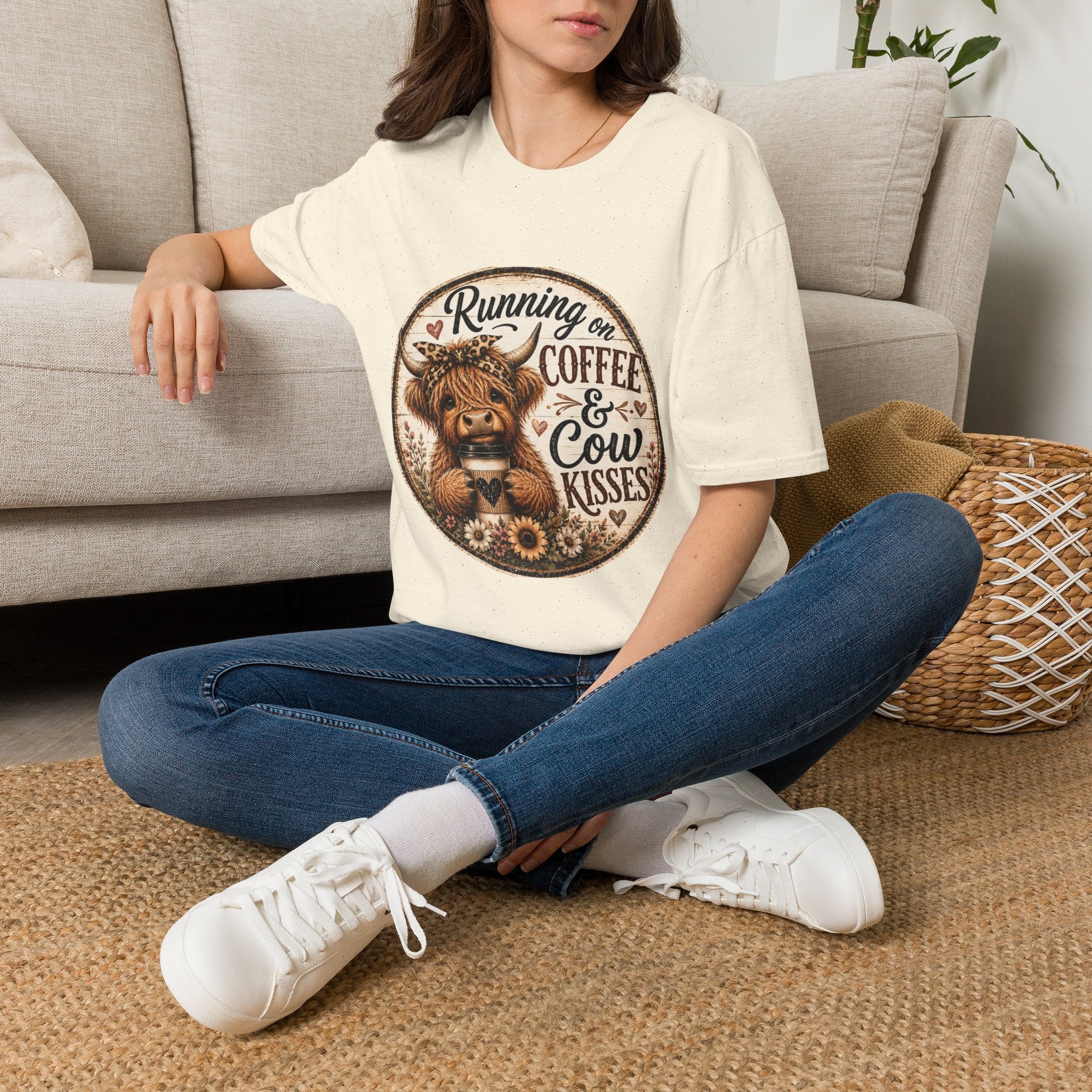 Running on Coffee & Cow Kisses - Unisex Softstyle T-Shirt
