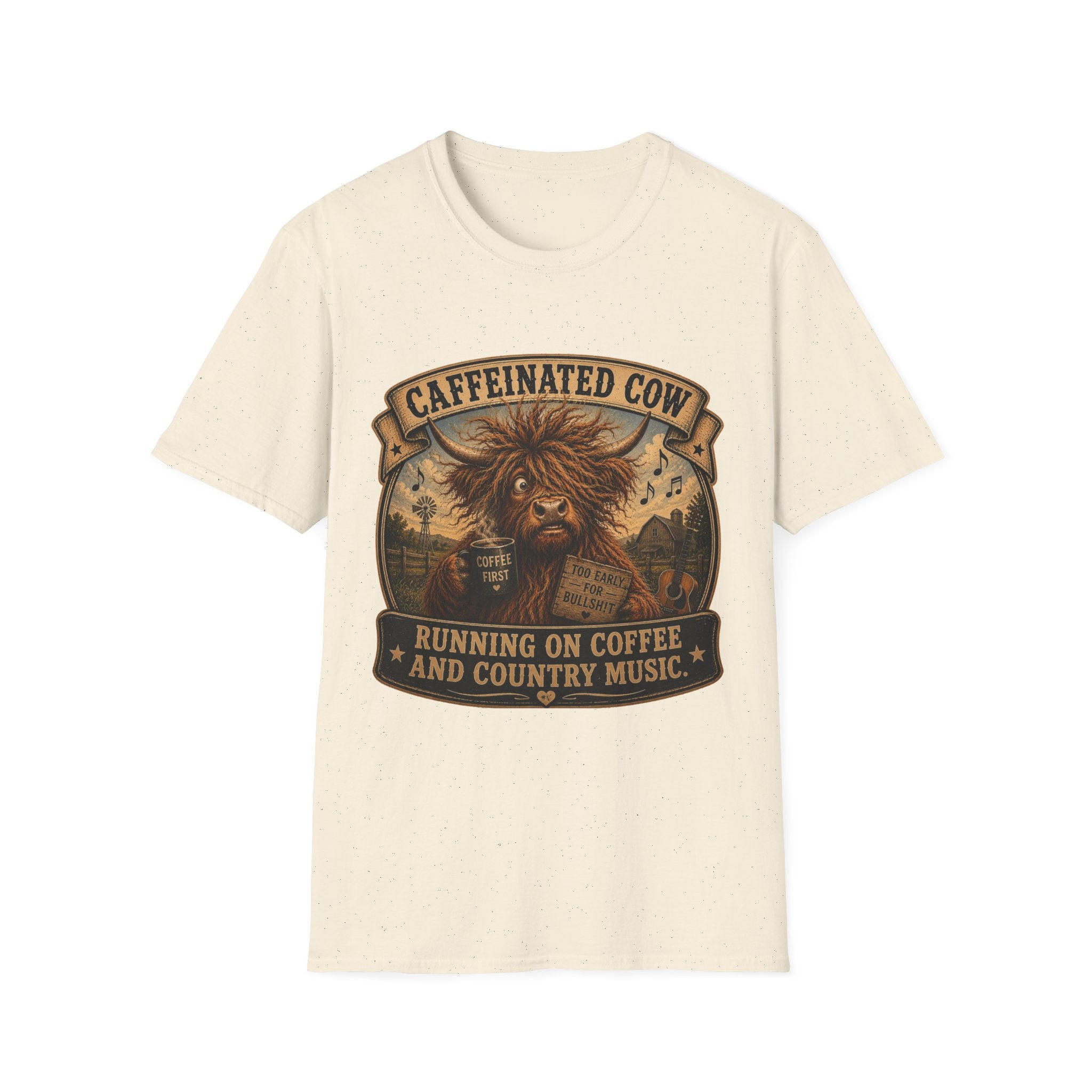 Caffeinated Cow Unisex Softstyle T-Shirt