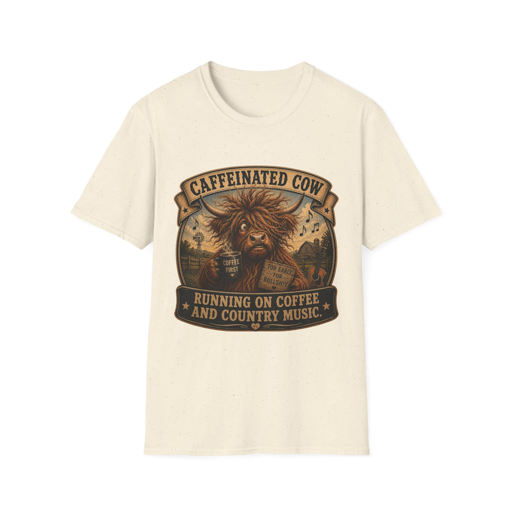 Caffeinated Cow Unisex Softstyle T-Shirt
