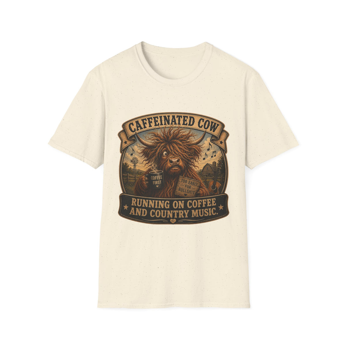 Caffeinated Cow Unisex Softstyle T-Shirt