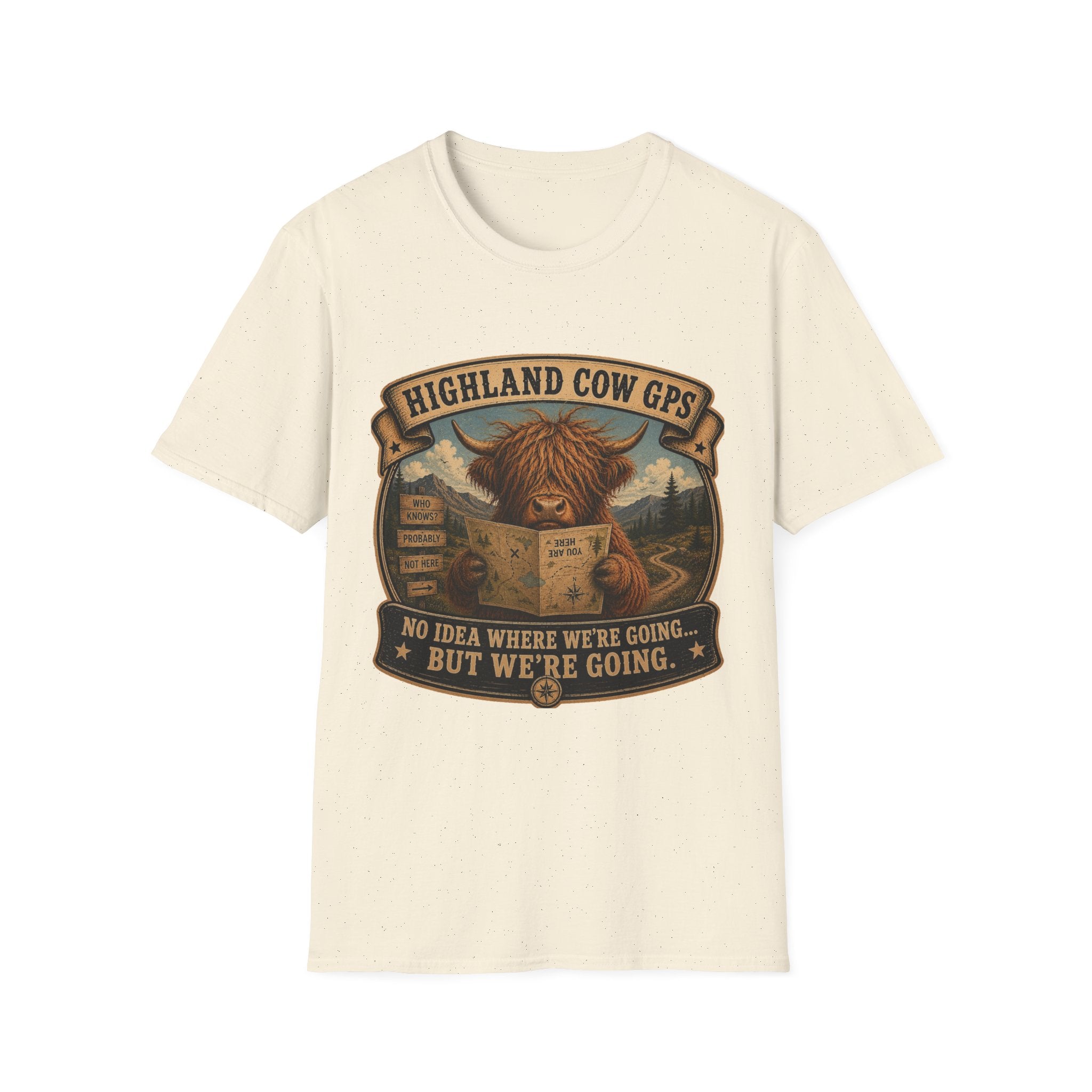Highland Cow GPS Unisex Softstyle T-Shirt