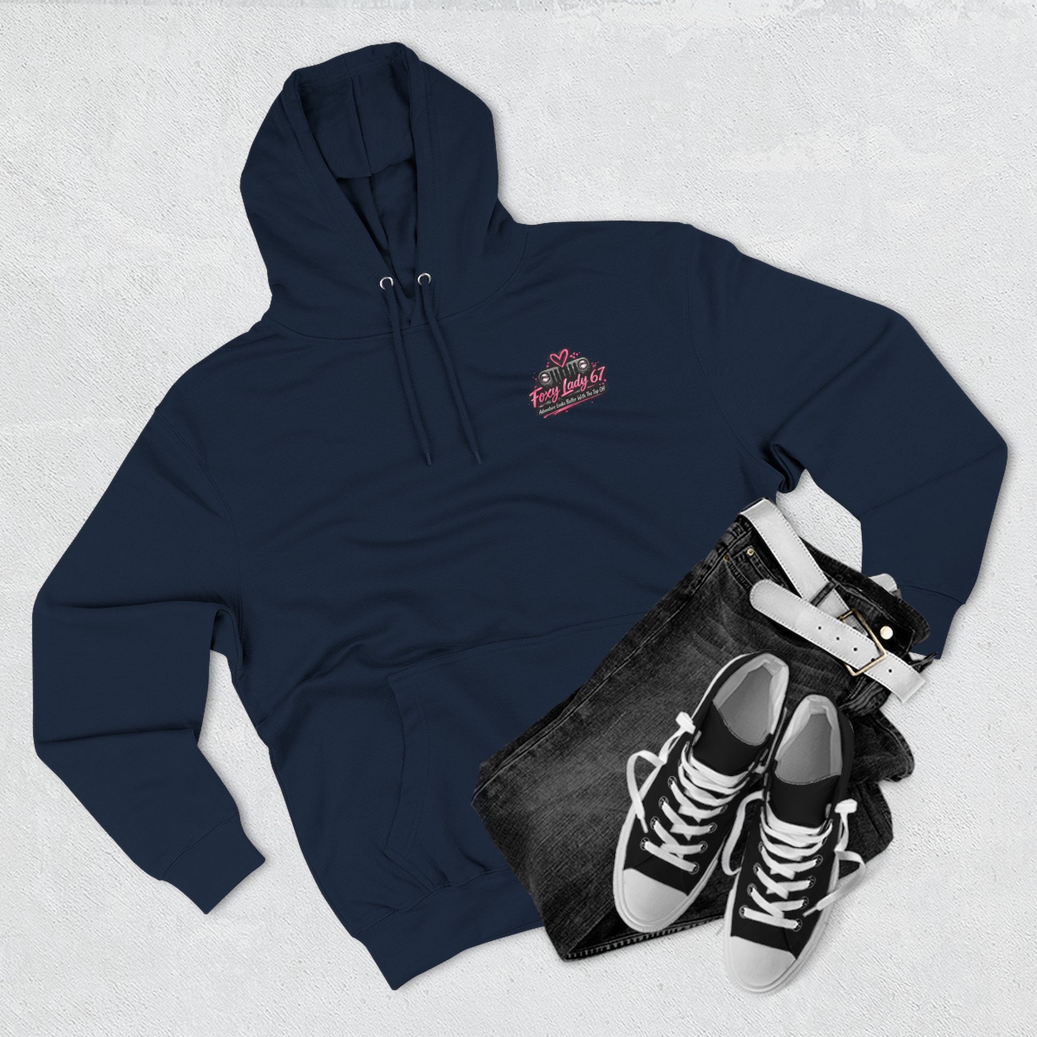 Let's Get Naked Jeep (design on front and back) Three-Panel Fleece Hoodie
