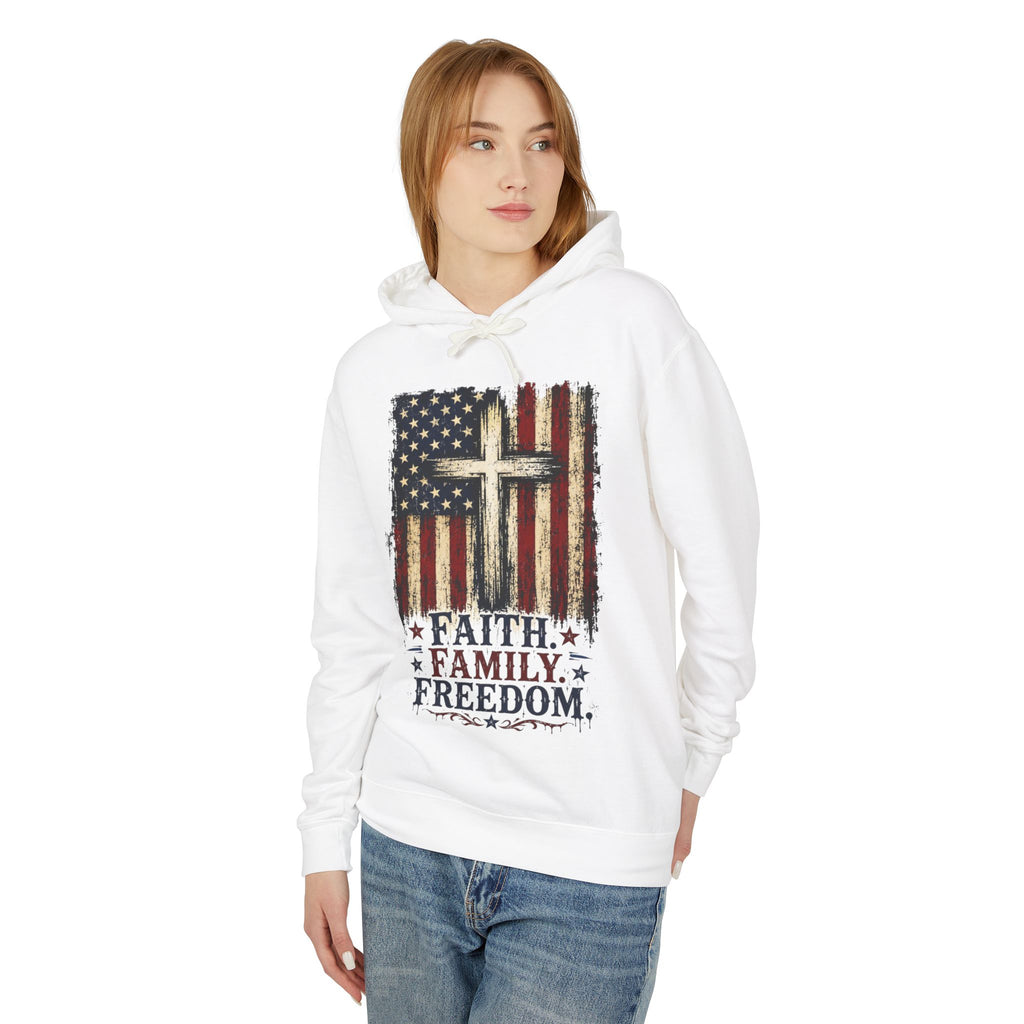 4th of July Lightweight Hooded Sweatshirt — Patriotic Independence Day Pullover