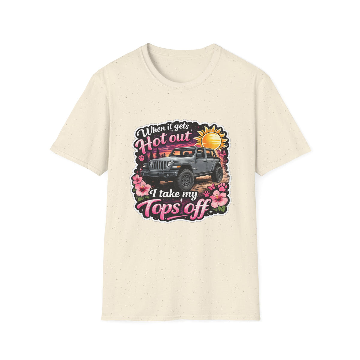 When It Gets Hot Out Jeep (Pink) Unisex Softstyle T-Shirt